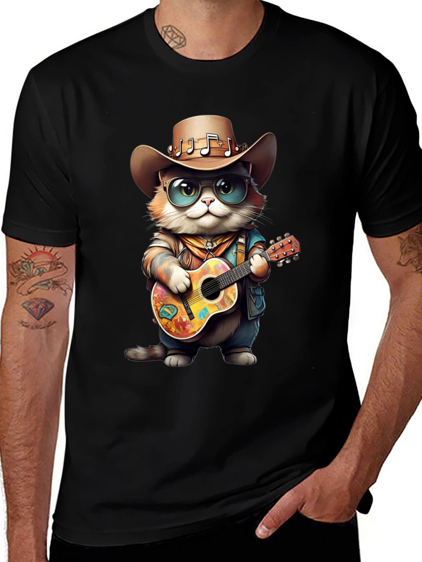 Variant 19 of Cool Cat Guitarist Graphic Tee