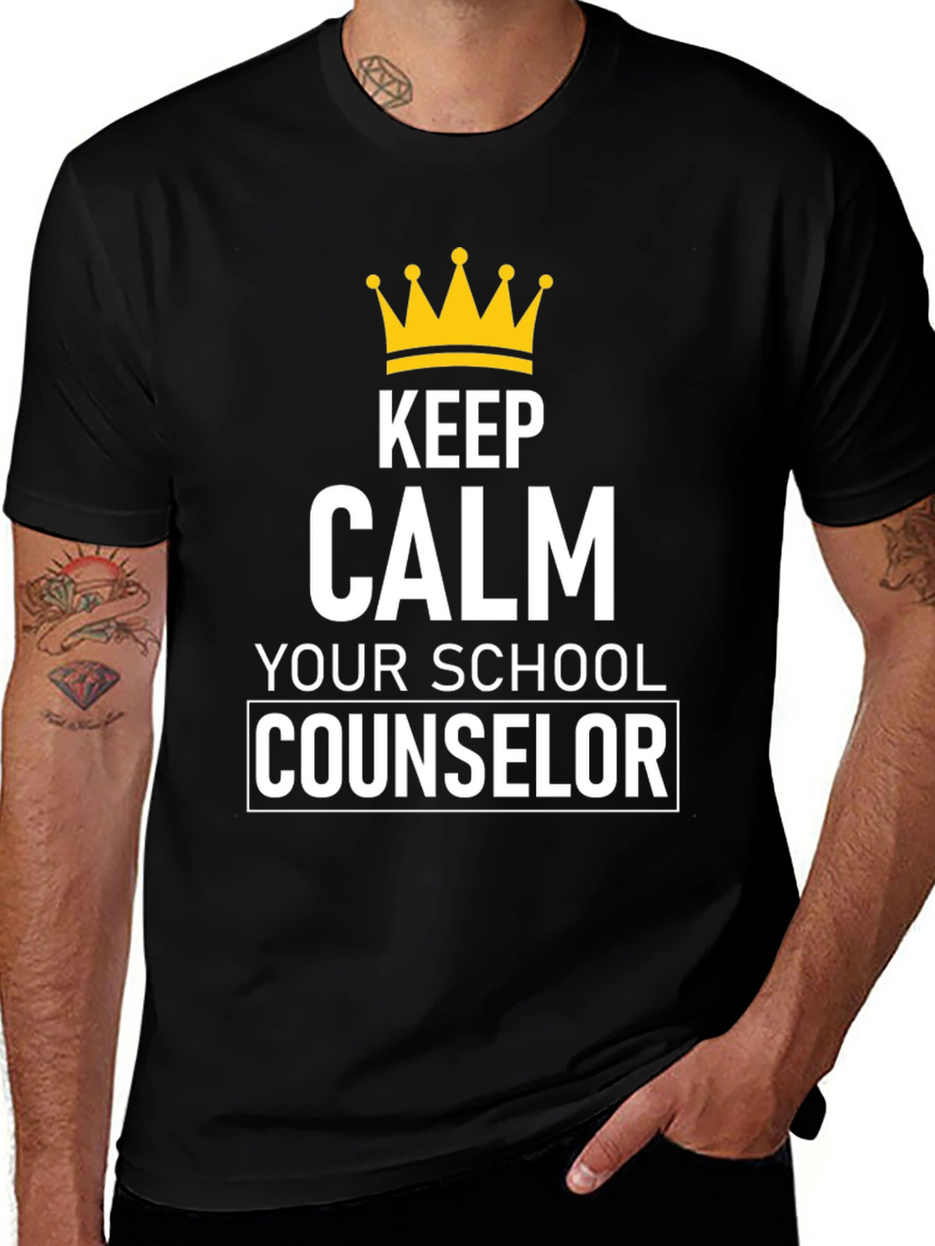 Variant 29 of Keep Calm School Counselor T-Shirt - Black Graphic Tee