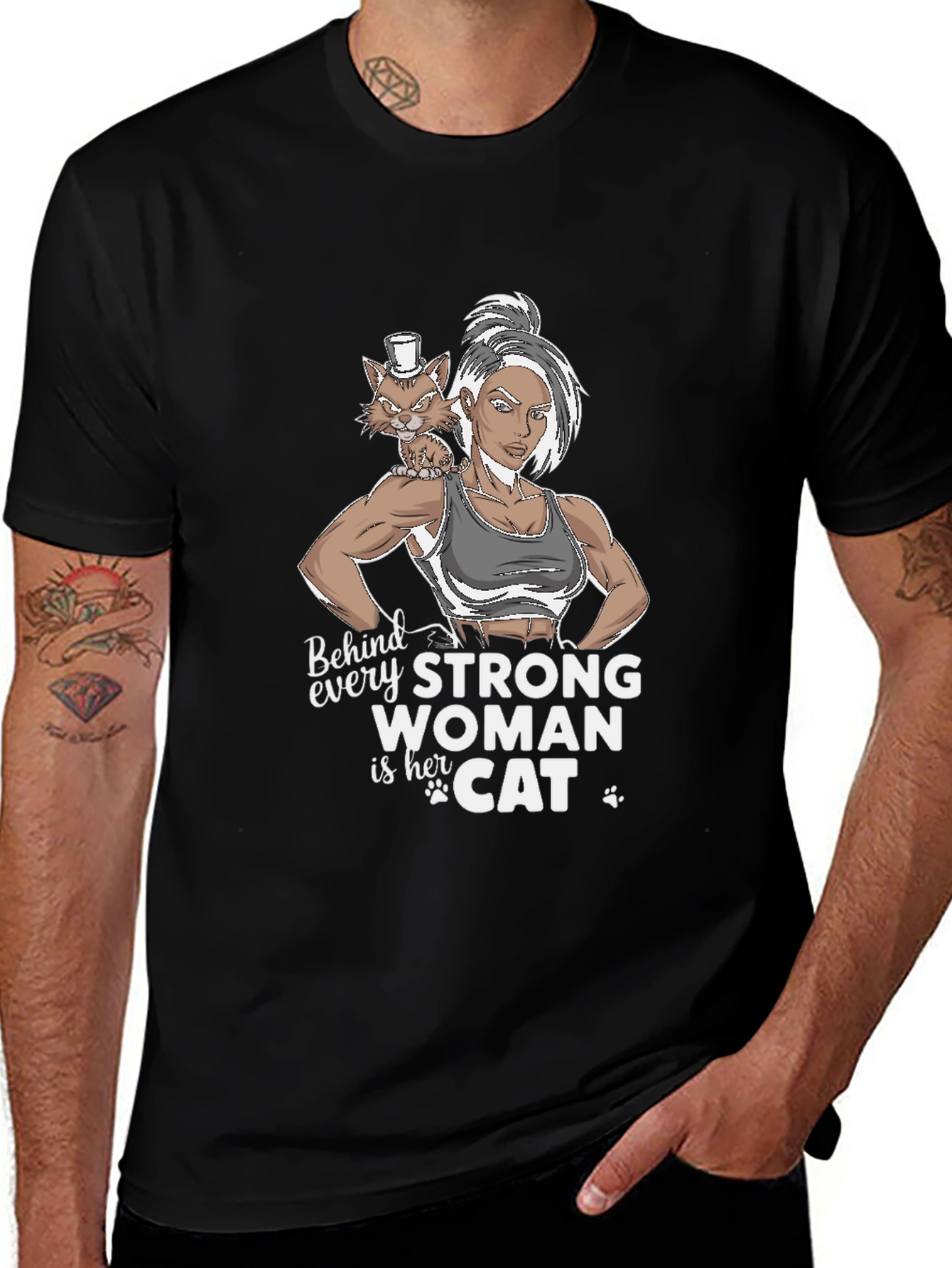 Variant 10 of Strong Woman & Cat Graphic T-Shirt