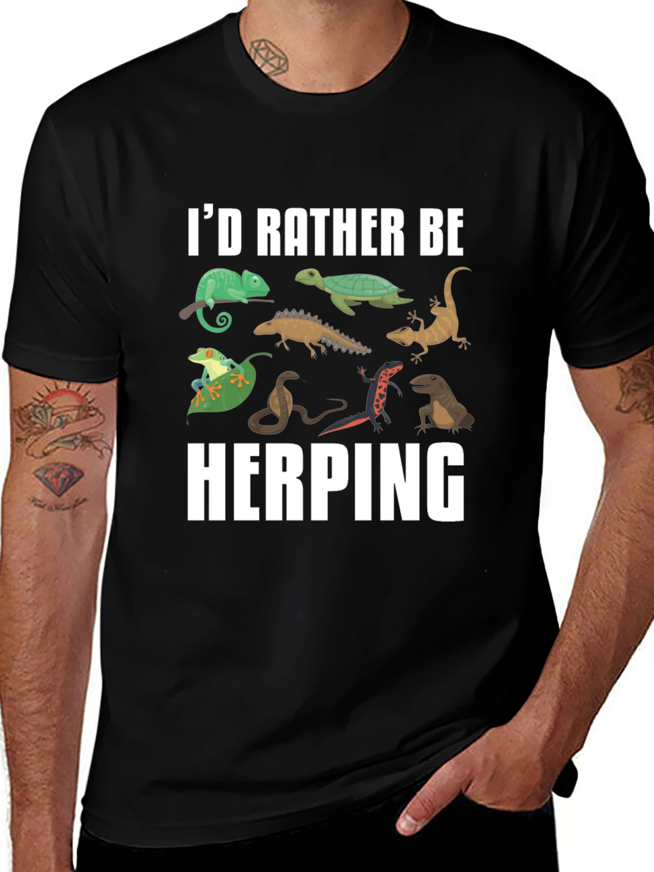 Variant 5 of Herping Reptile T-Shirt - I'd Rather Be Herping