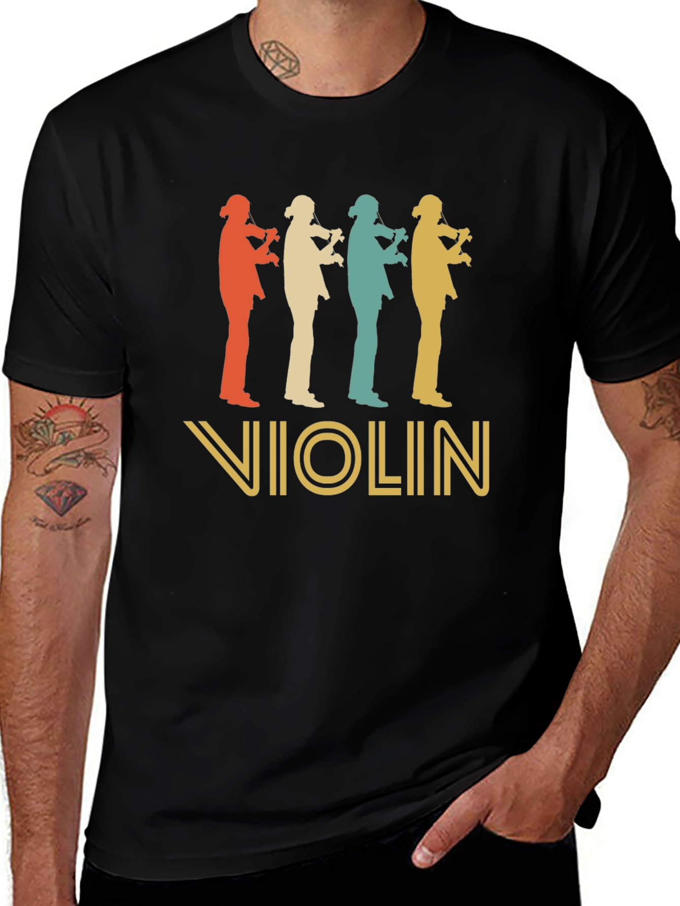Variant 13 of Retro Violinist Silhouette Graphic T-Shirt