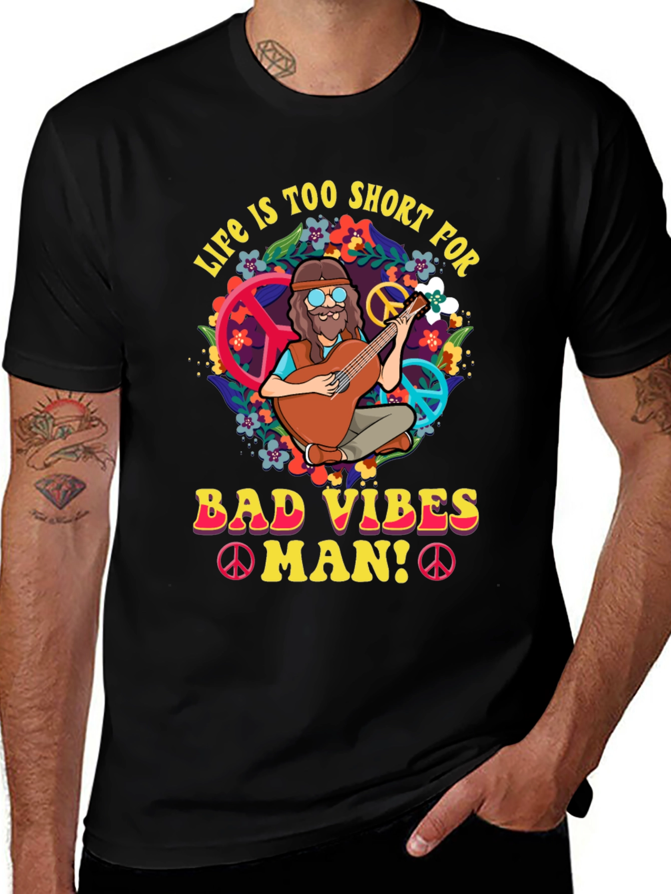 Variant 22 of Life is Too Short Tee - Bad Vibes Man Graphic T-Shirt