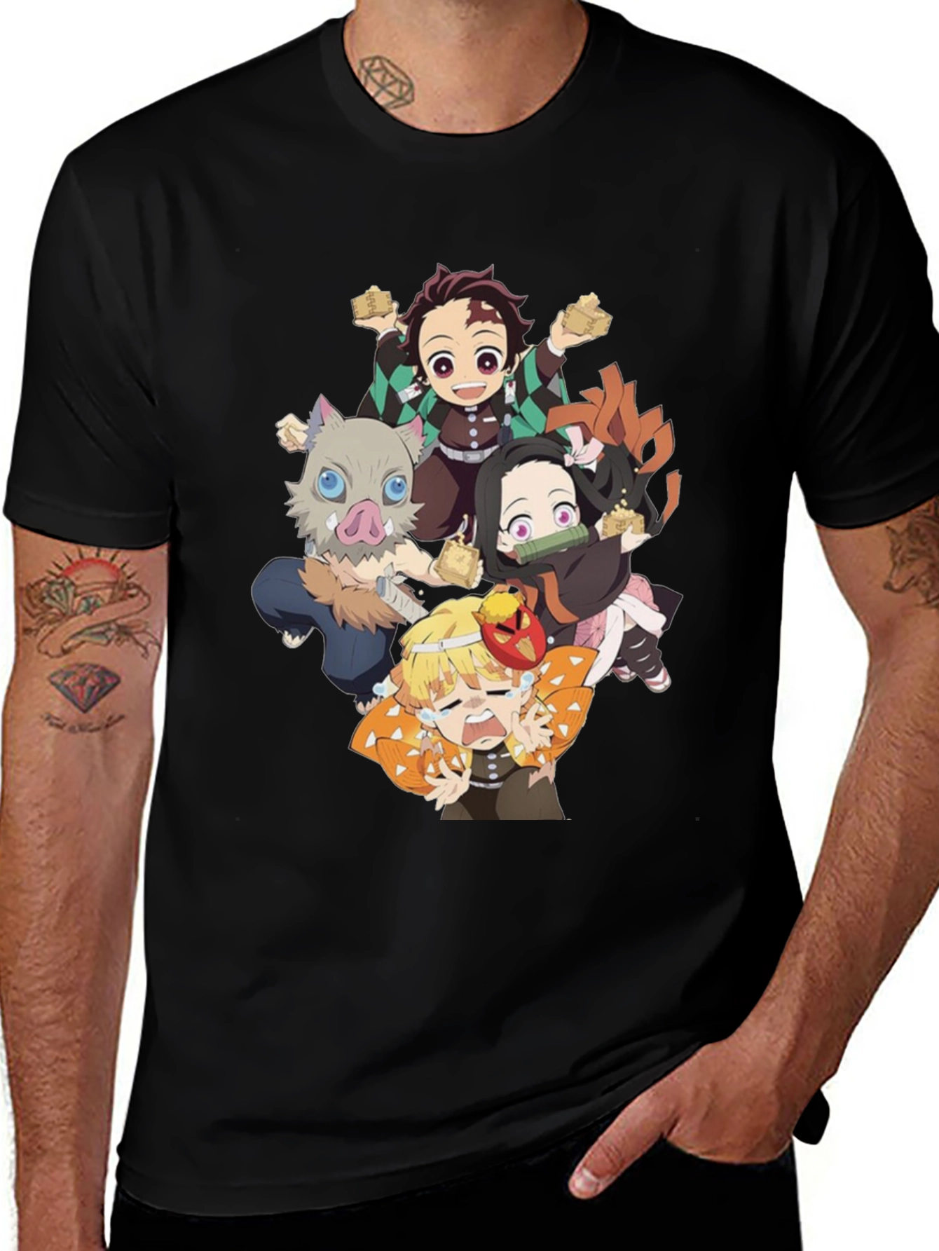 Variant 27 of Anime Character Graphic Print Black T-Shirt