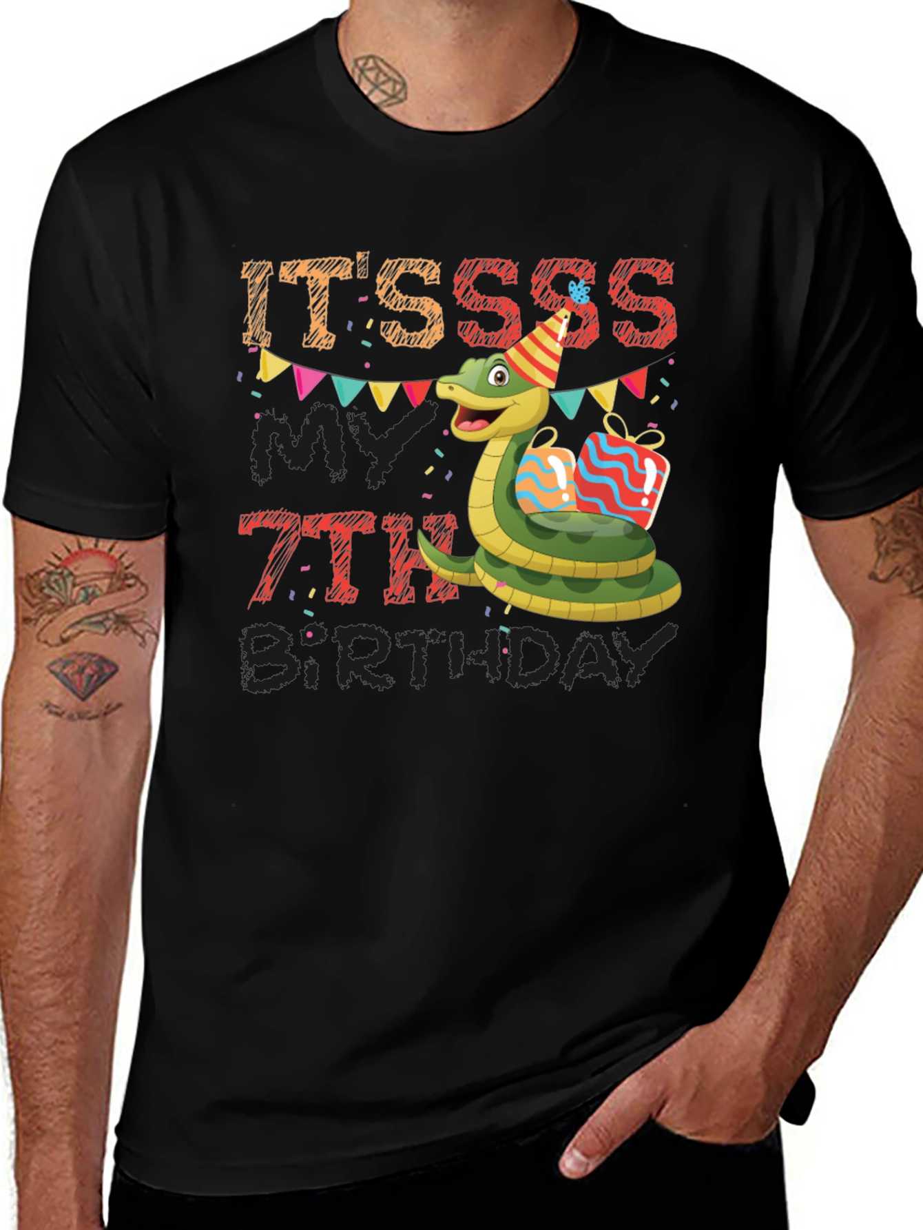 Variant 5 of It's My 7th Birthday Snake T-Shirt