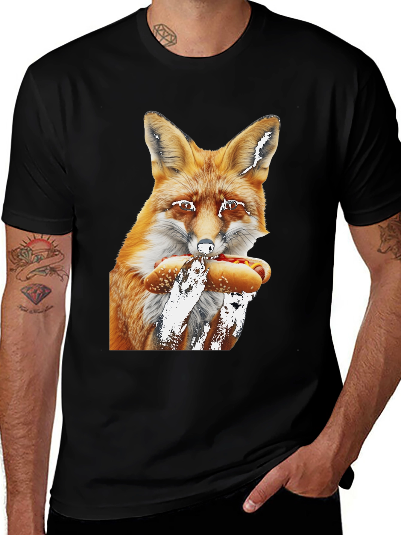 Variant 25 of Fox Eating Hotdog Graphic Tee