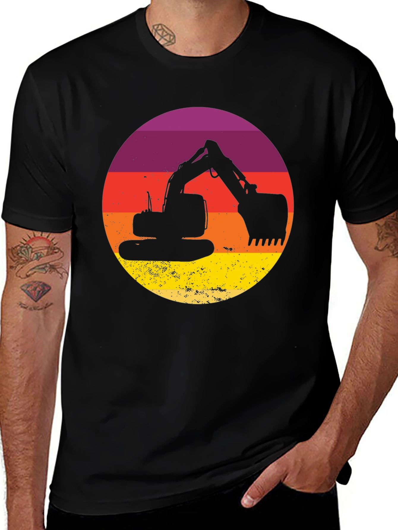 Excavator Silhouette T-Shirt - Construction Vehicle Graphic Tee