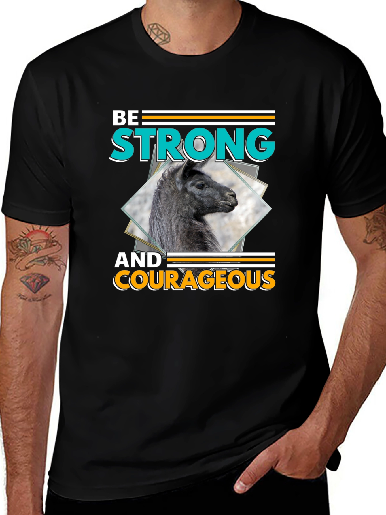 Variant 19 of Be Strong & Courageous Llama Graphic T-Shirt