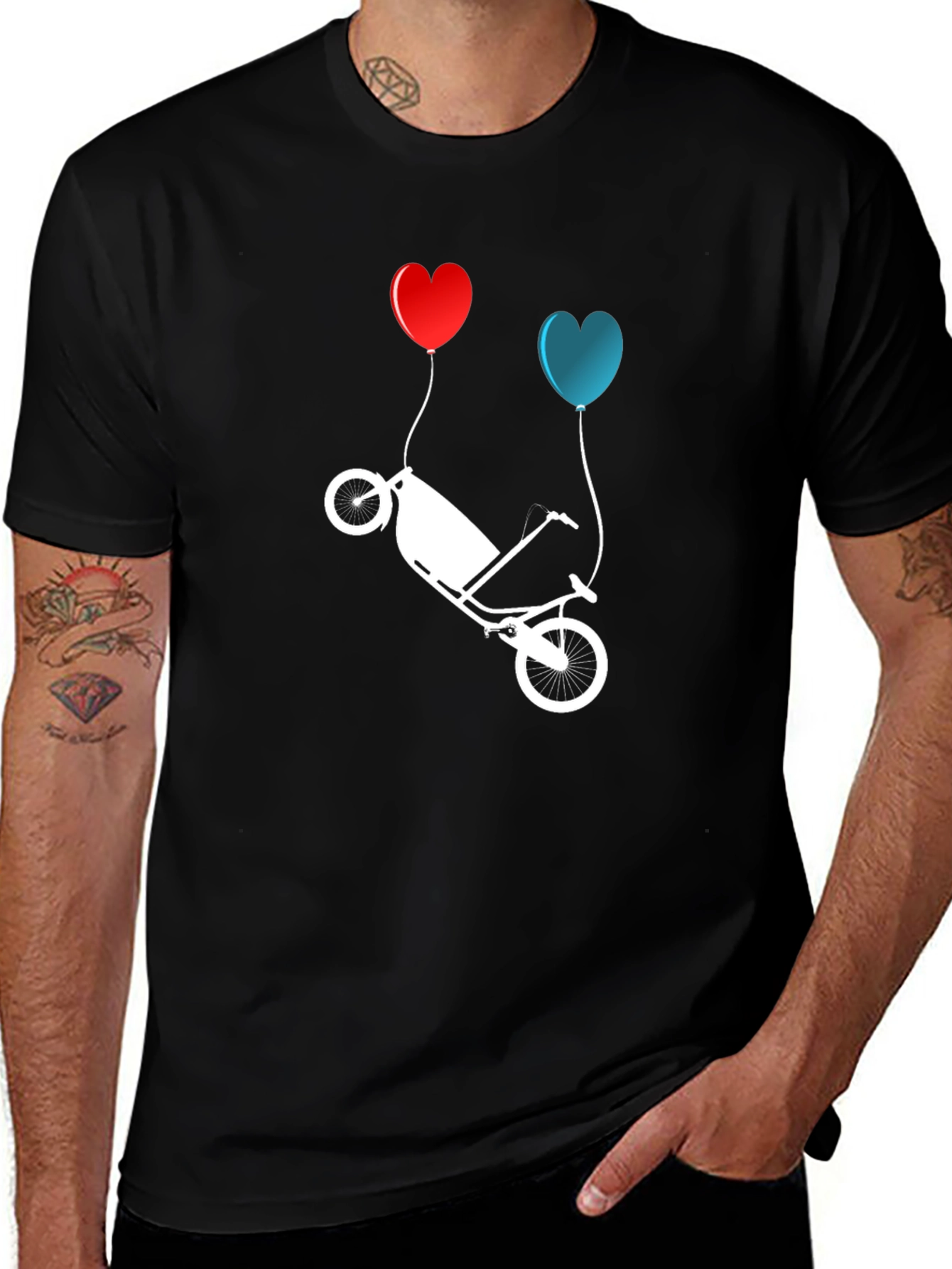 Variant 25 of Recumbent Bike Heart Balloons Graphic Tee