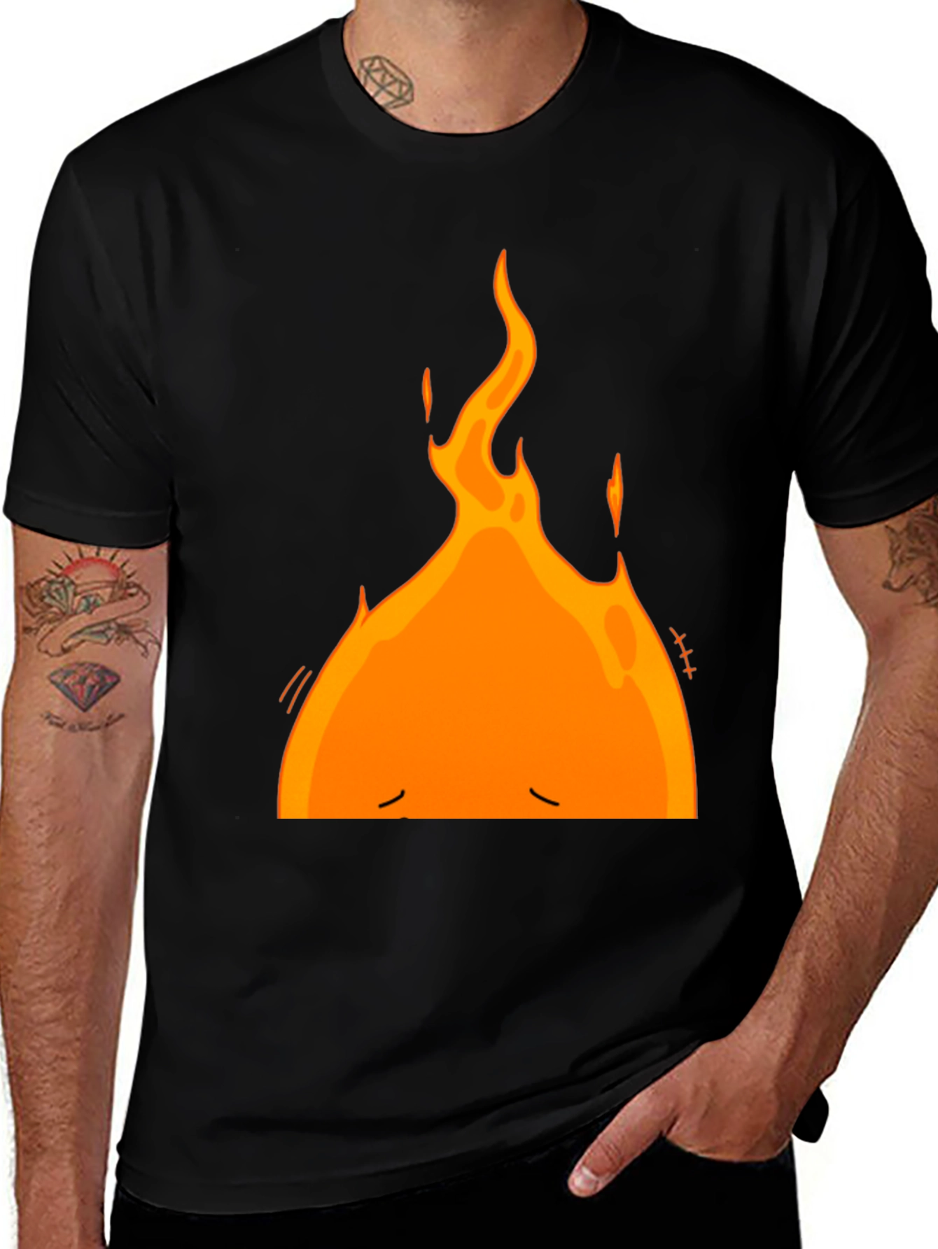 Funny Fireball Graphic Print Black T-Shirt