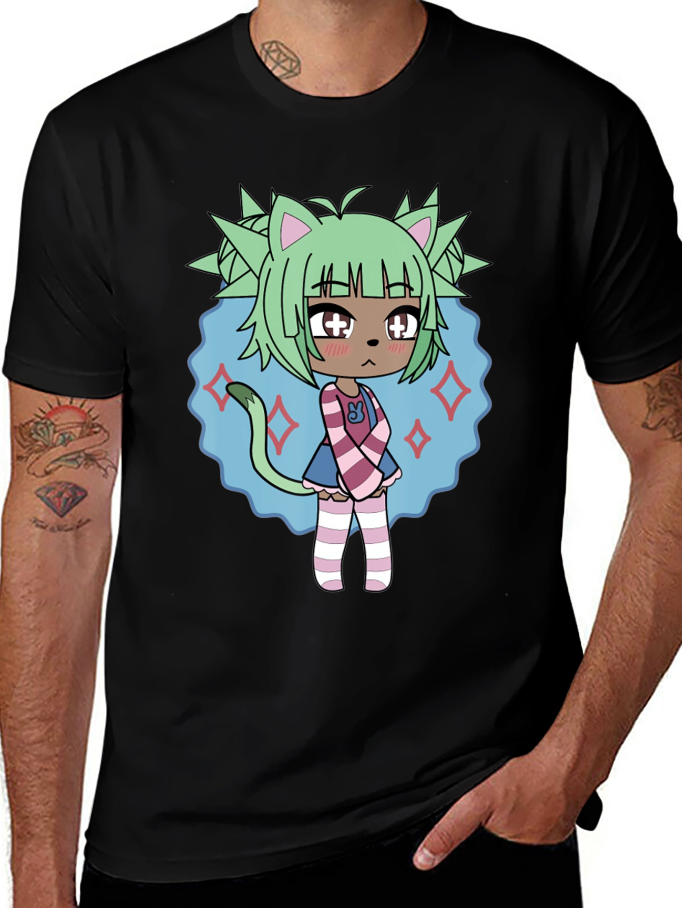 Variant 15 of Anime Character Graphic Tee - Black Cotton Blend