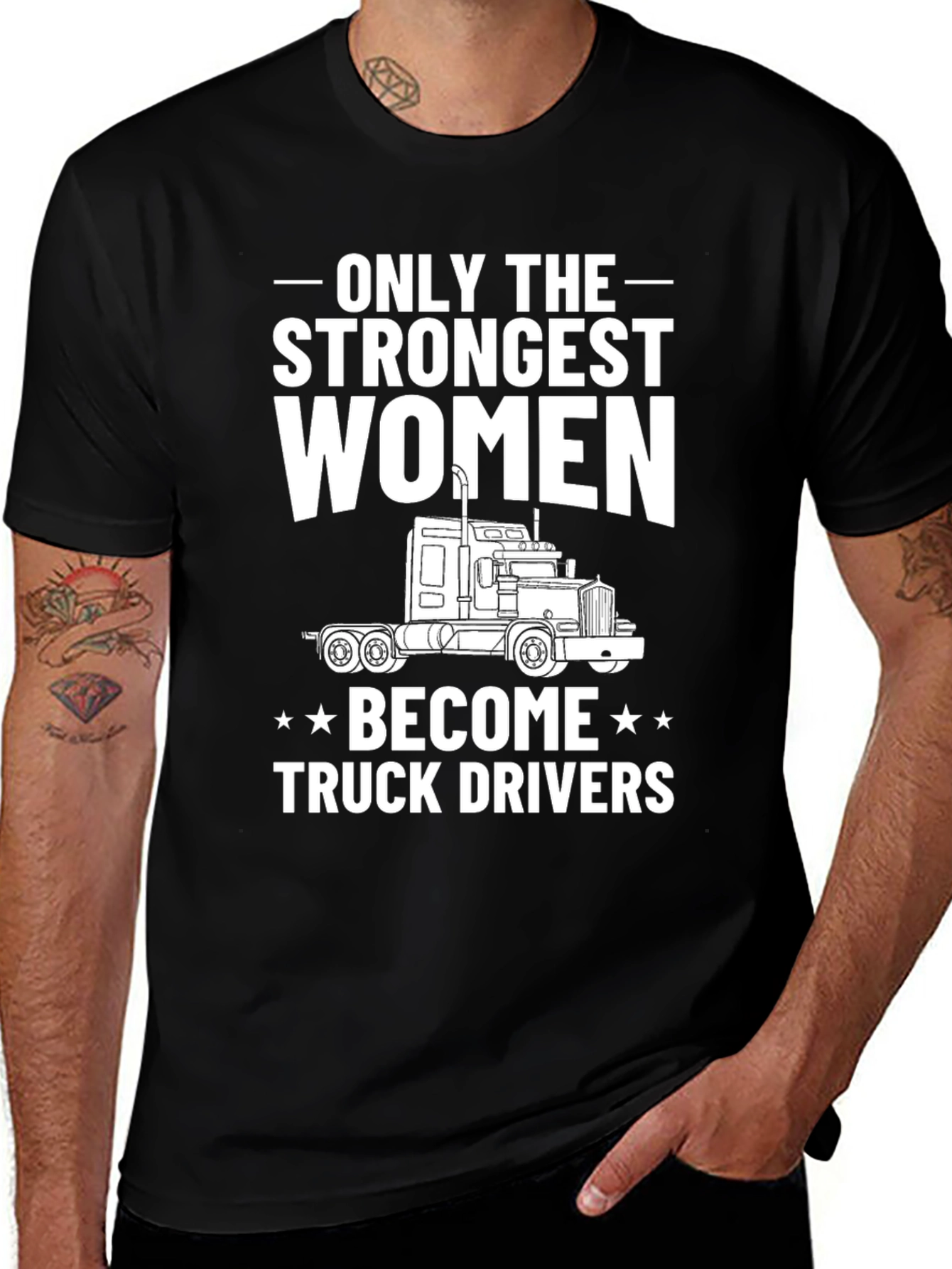 Variant 13 of Strongest Women Truck Driver Black T-Shirt