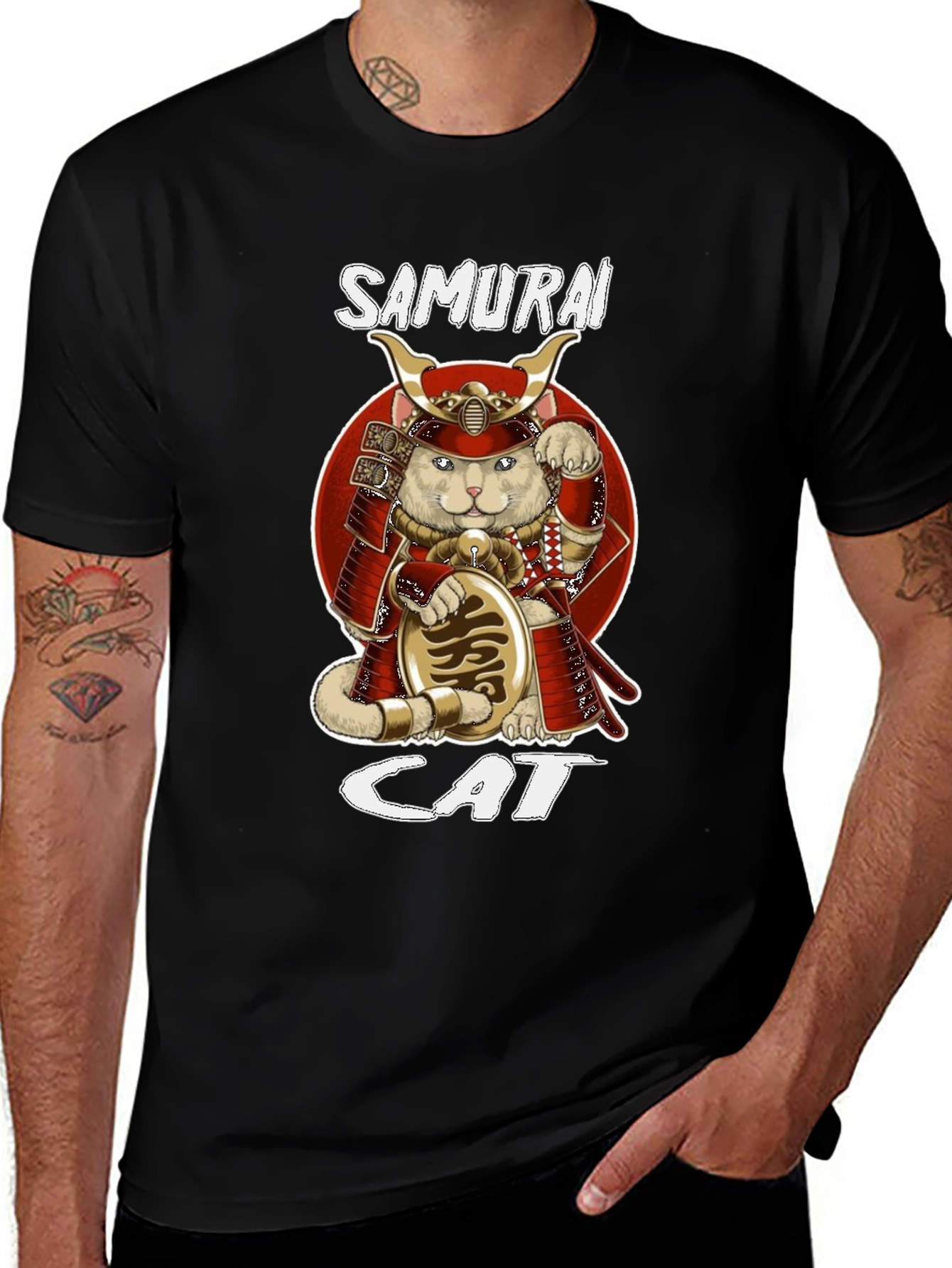 Variant 4 of Samurai Cat Graphic T-Shirt