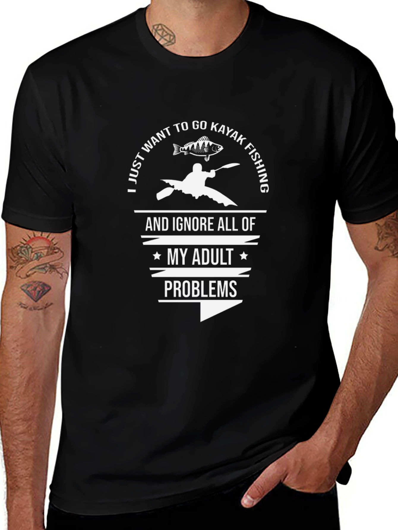 Variant 25 of Kayak Fishing Adult Problems T-Shirt