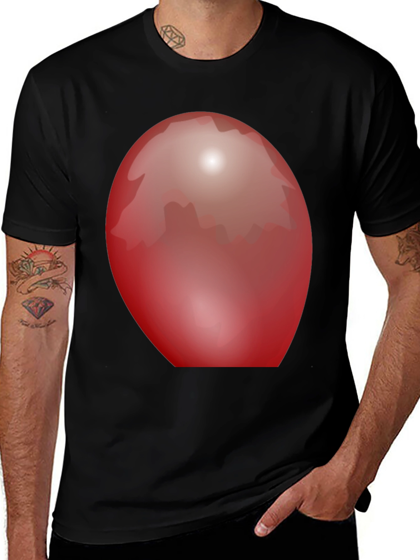 Variant 5 of Red Oval Graphic Black T-Shirt