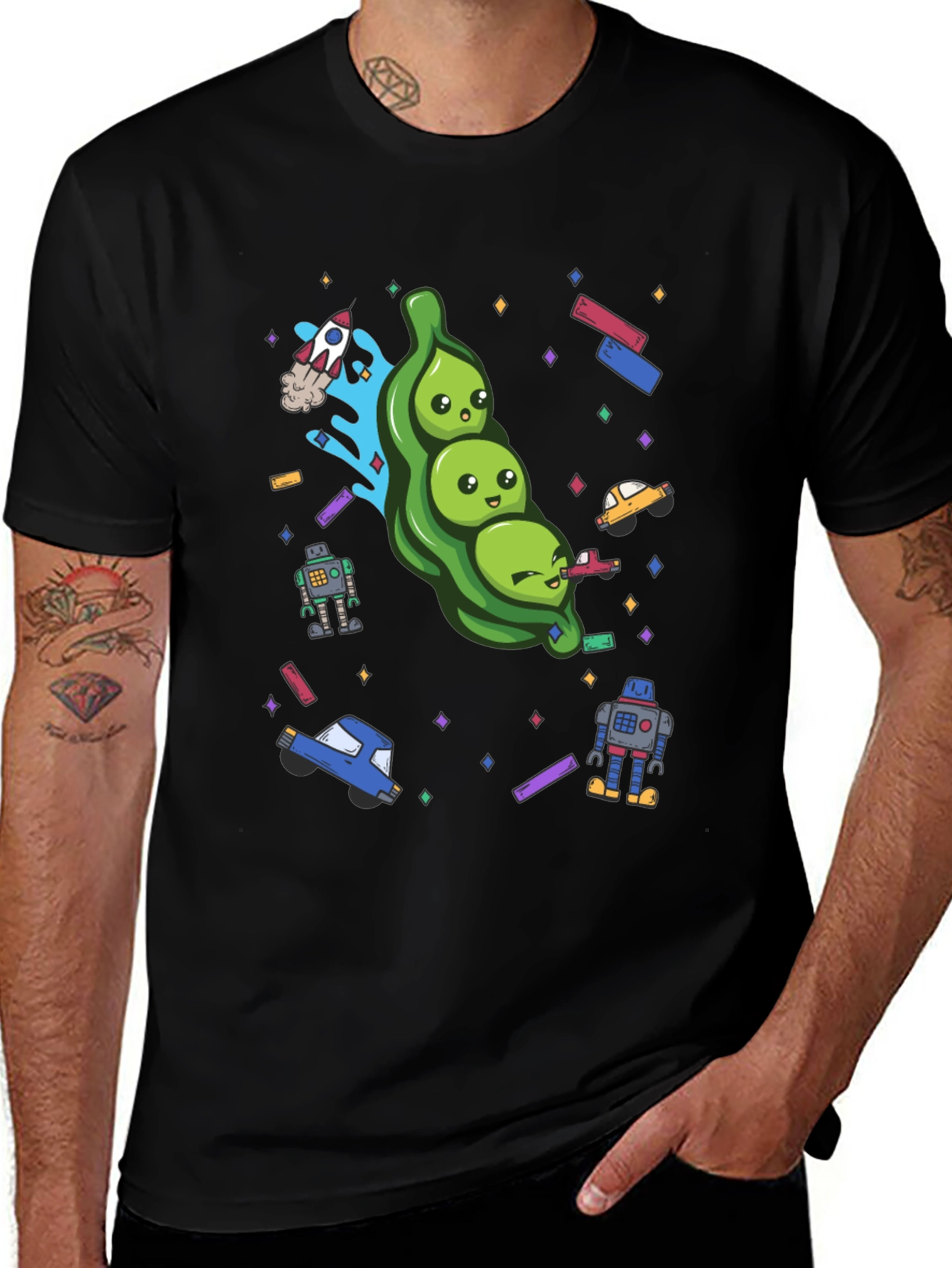 Variant 16 of Cosmic Peas T-Shirt - Cute Space Pod Design