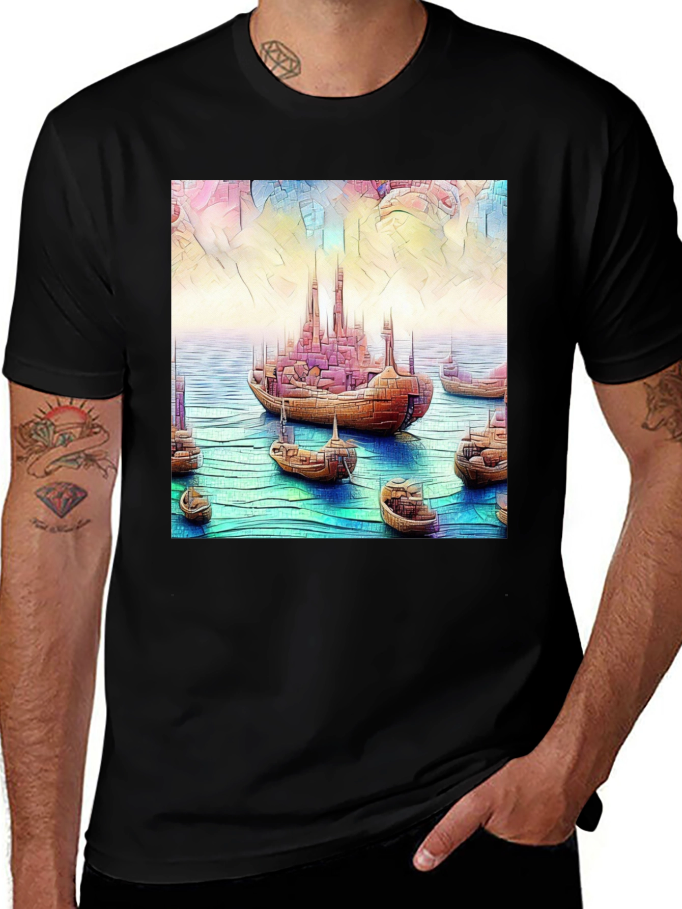 Variant 7 of Artistic Boat Graphic Tee - Unique Design