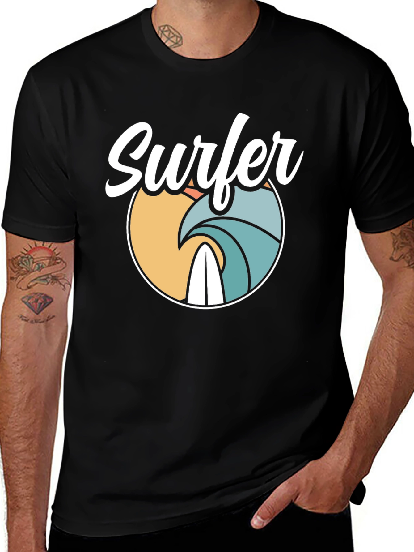Retro Surfer T-Shirt - Black Graphic Tee