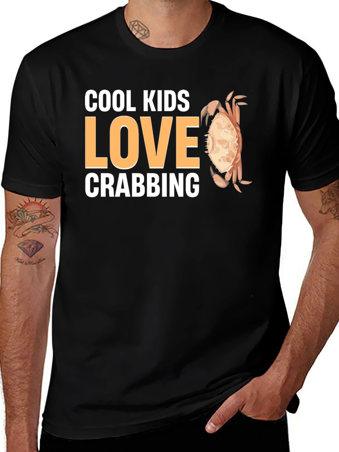 Variant 4 of Cool Kids Love Crabbing T-Shirt - Black