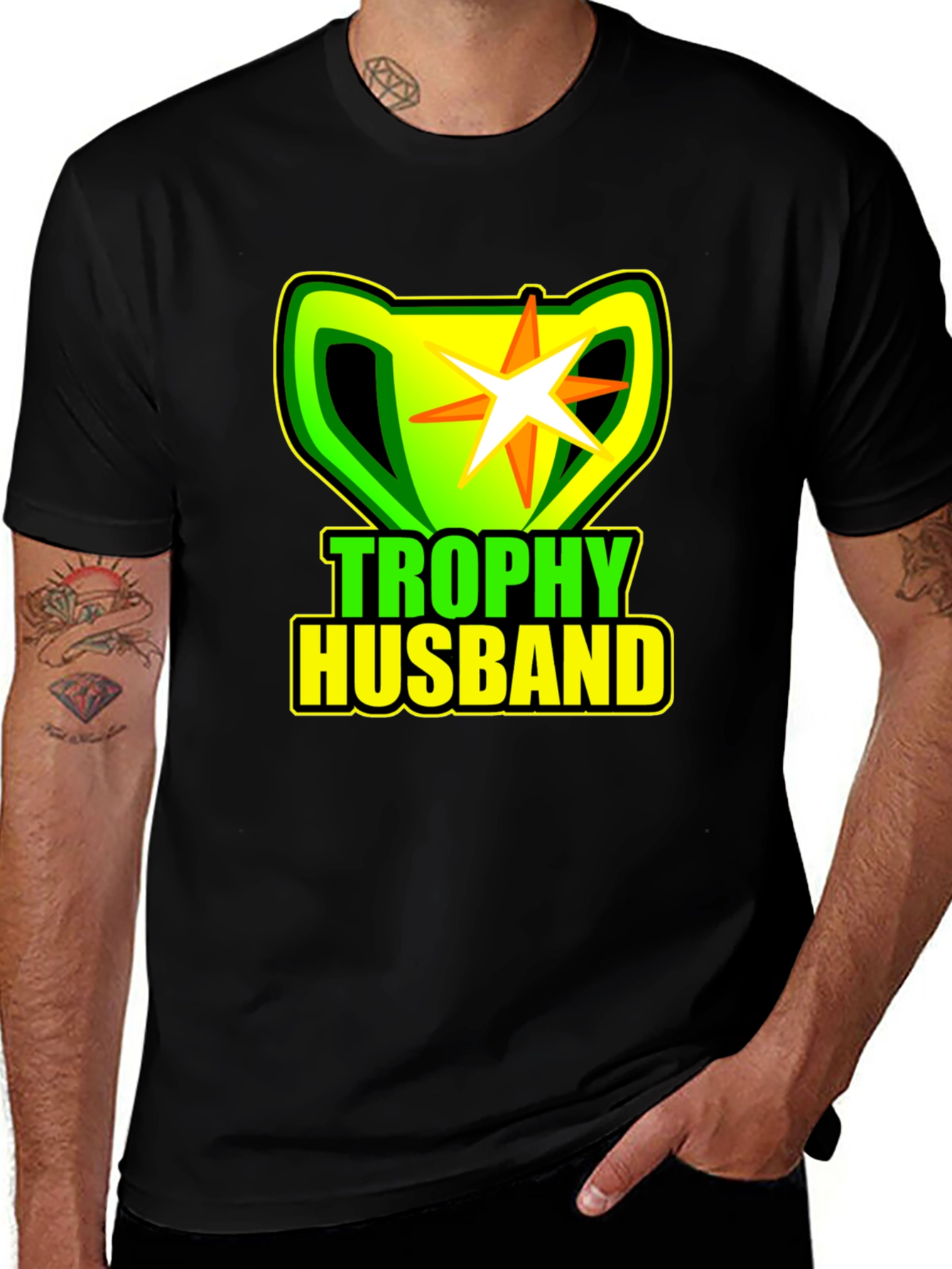 Trophy Husband Black T-Shirt Novelty Graphic Tee