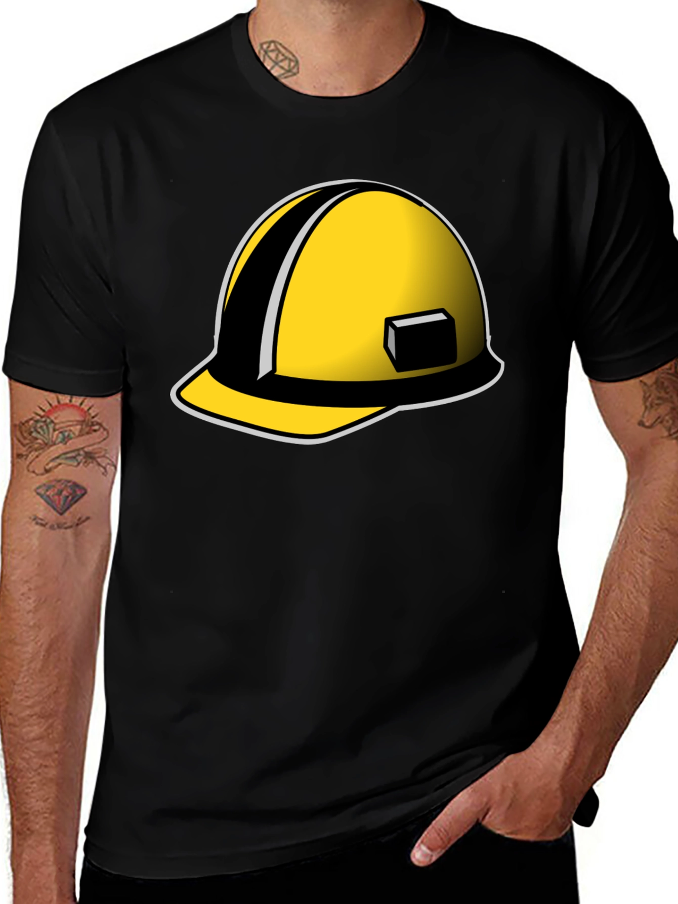 Variant 11 of Construction Hat Graphic Tee - Black