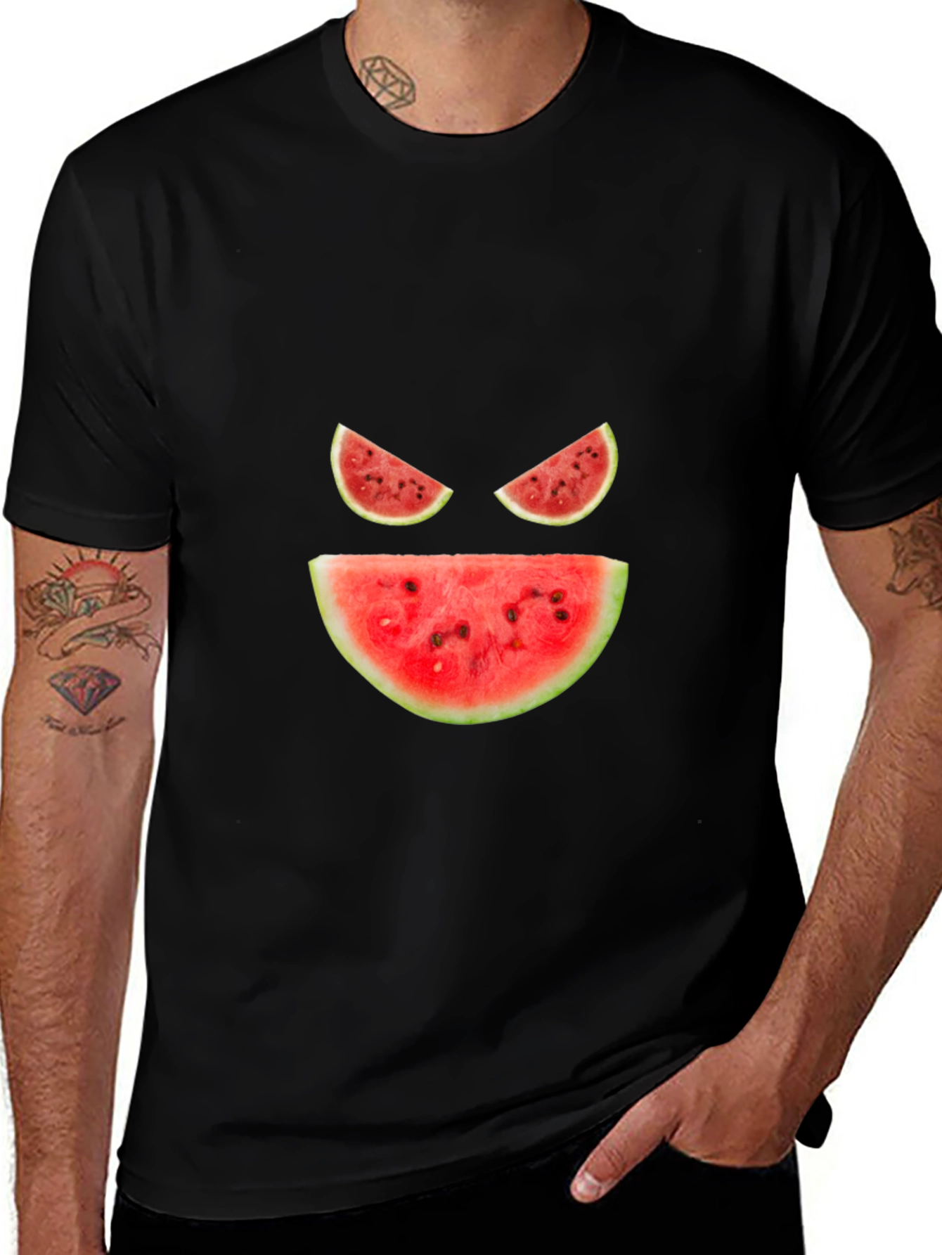 Watermelon Face Black T-Shirt