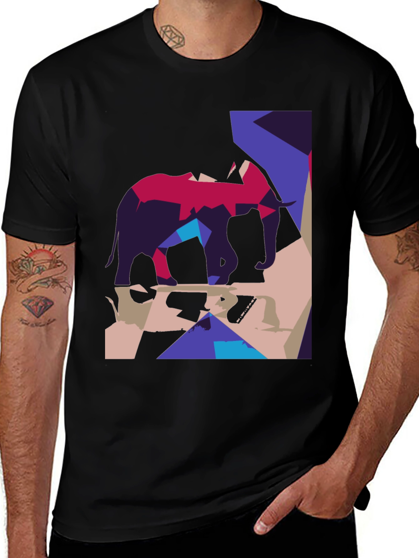 Variant 28 of Abstract Elephant Graphic Tee - Modern Art Shirt