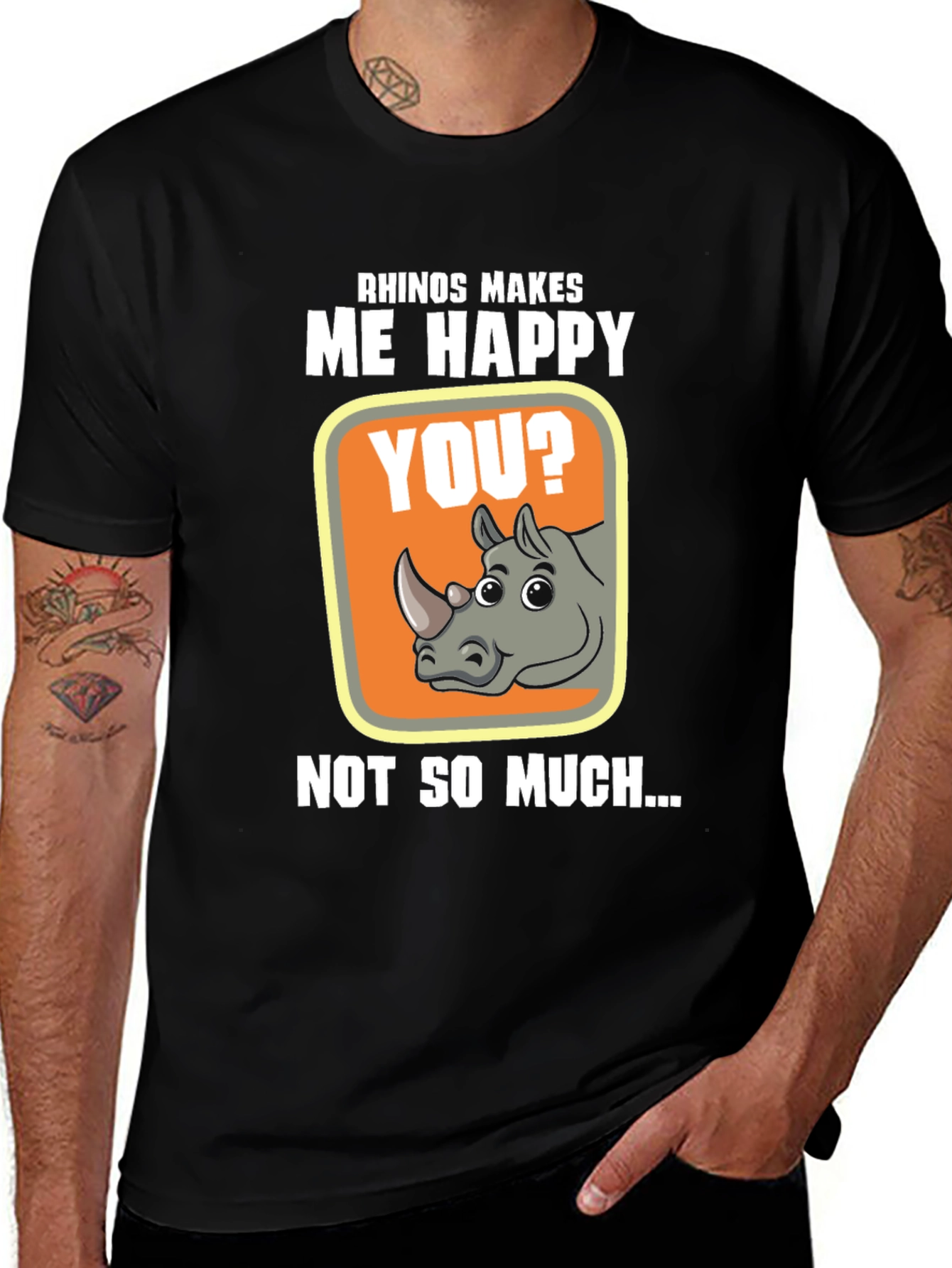 Variant 6 of Rhino Makes Me Happy Graphic T-Shirt