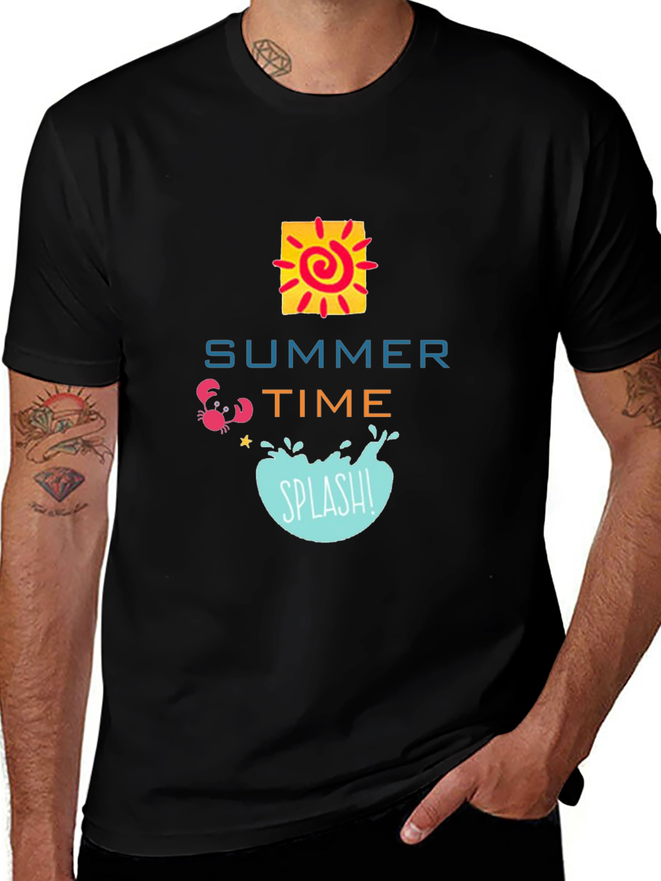 Variant 21 of Summer Time Graphic Black T-Shirt