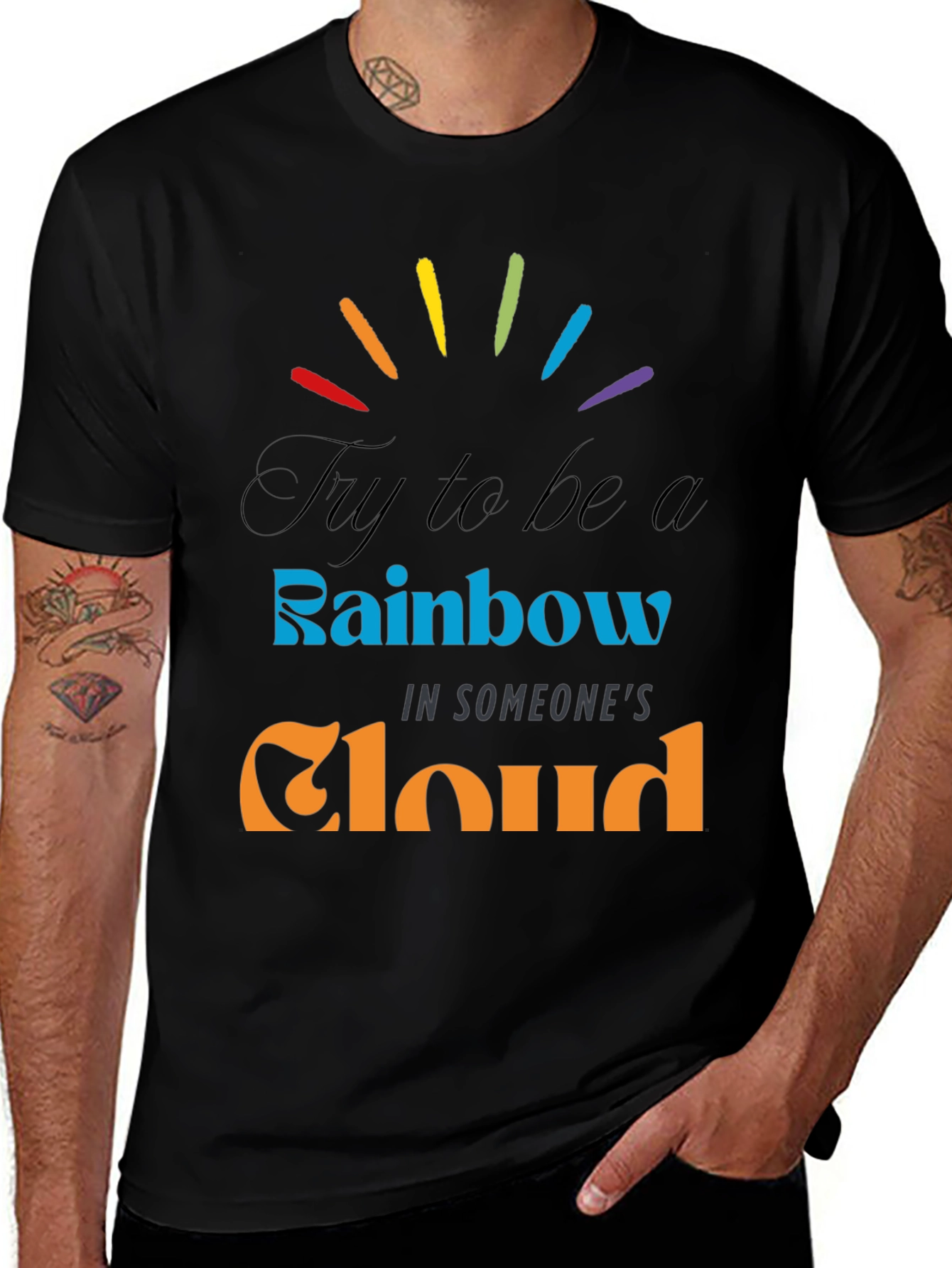 Variant 26 of Rainbow Cloud Graphic Tee - Inspirational Comfort
