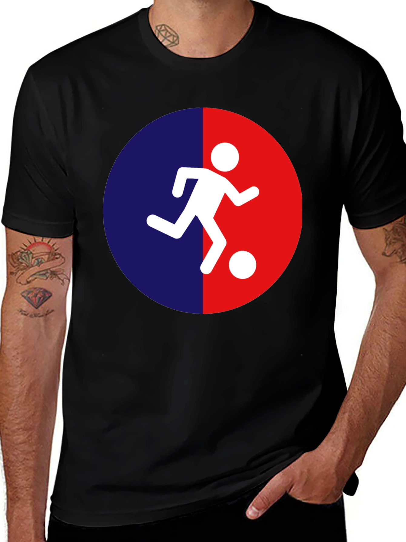 Black Soccer Player Graphic T-Shirt main image
