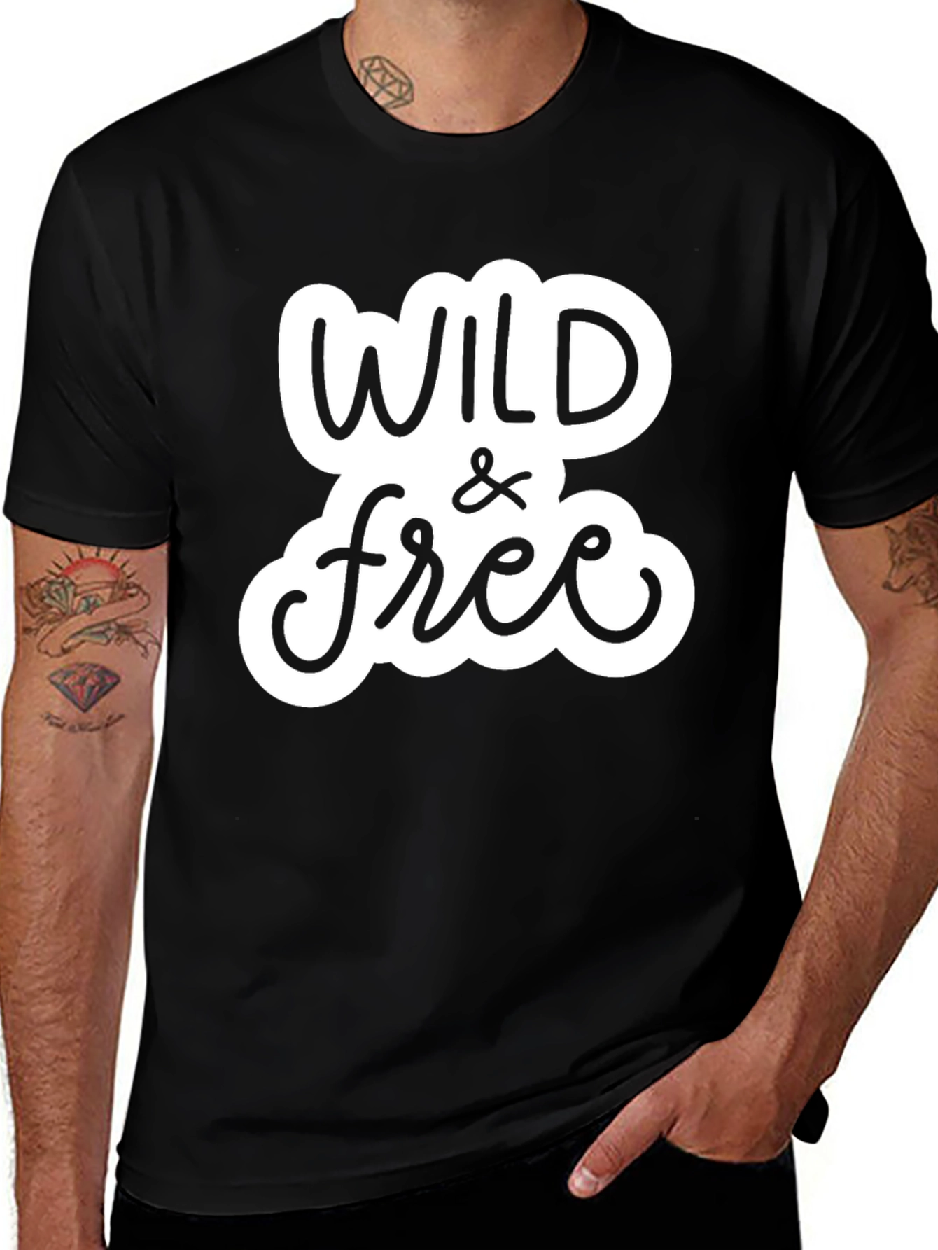 Variant 9 of Wild & Free Graphic Tee - Stylish Black T-Shirt