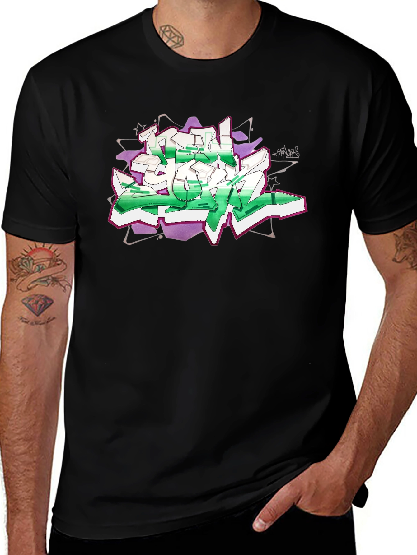 Variant 11 of Graffiti Graphic Print Black T-Shirt
