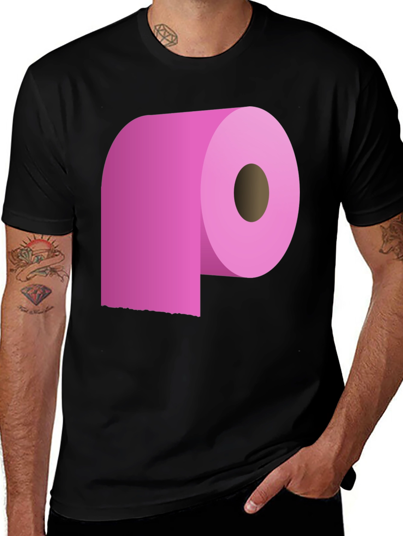 Pink Toilet Paper Roll Graphic T-Shirt - Quirky Comfort