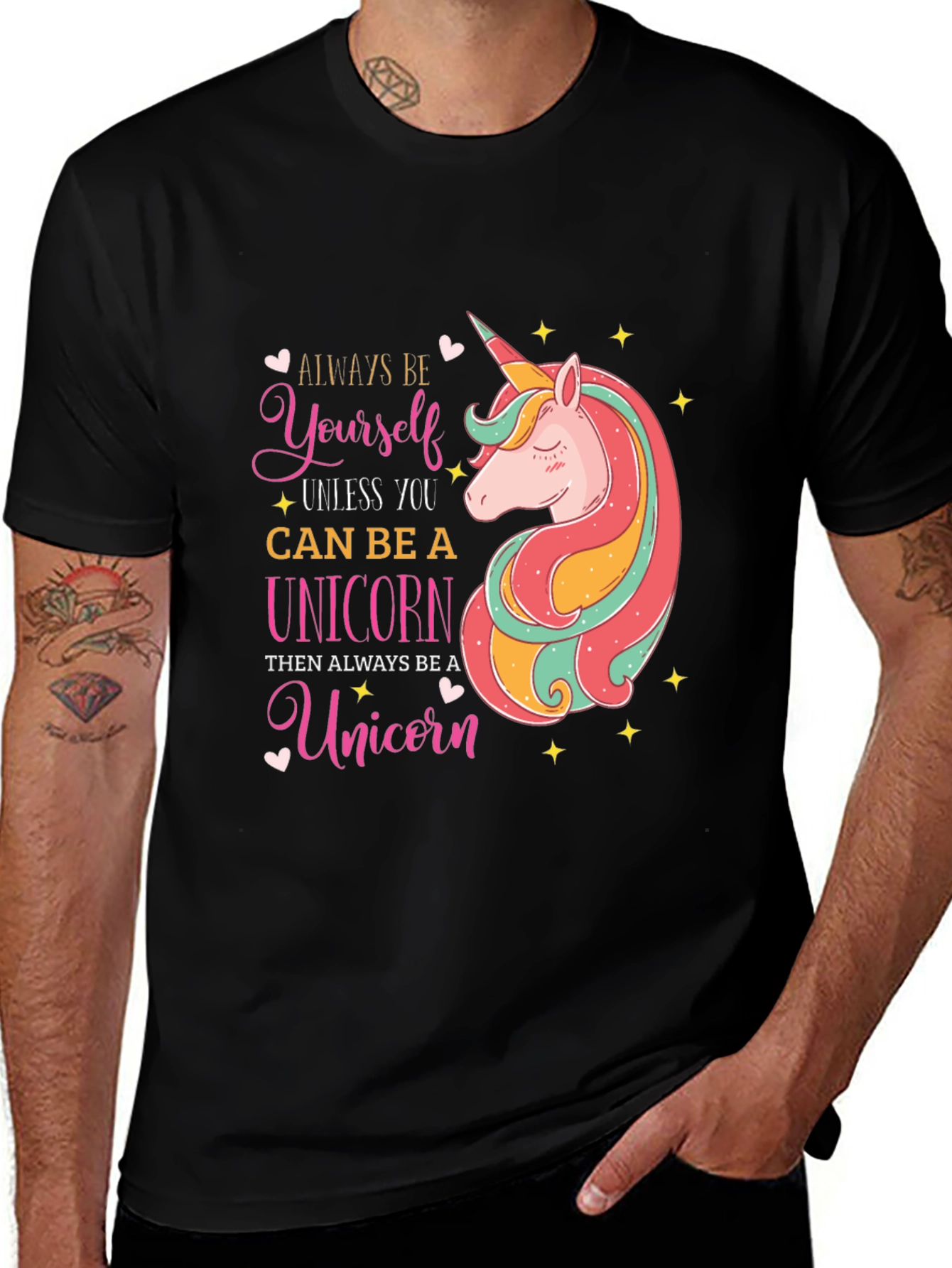 Variant 25 of Always Be A Unicorn T-Shirt, Black Cotton Tee