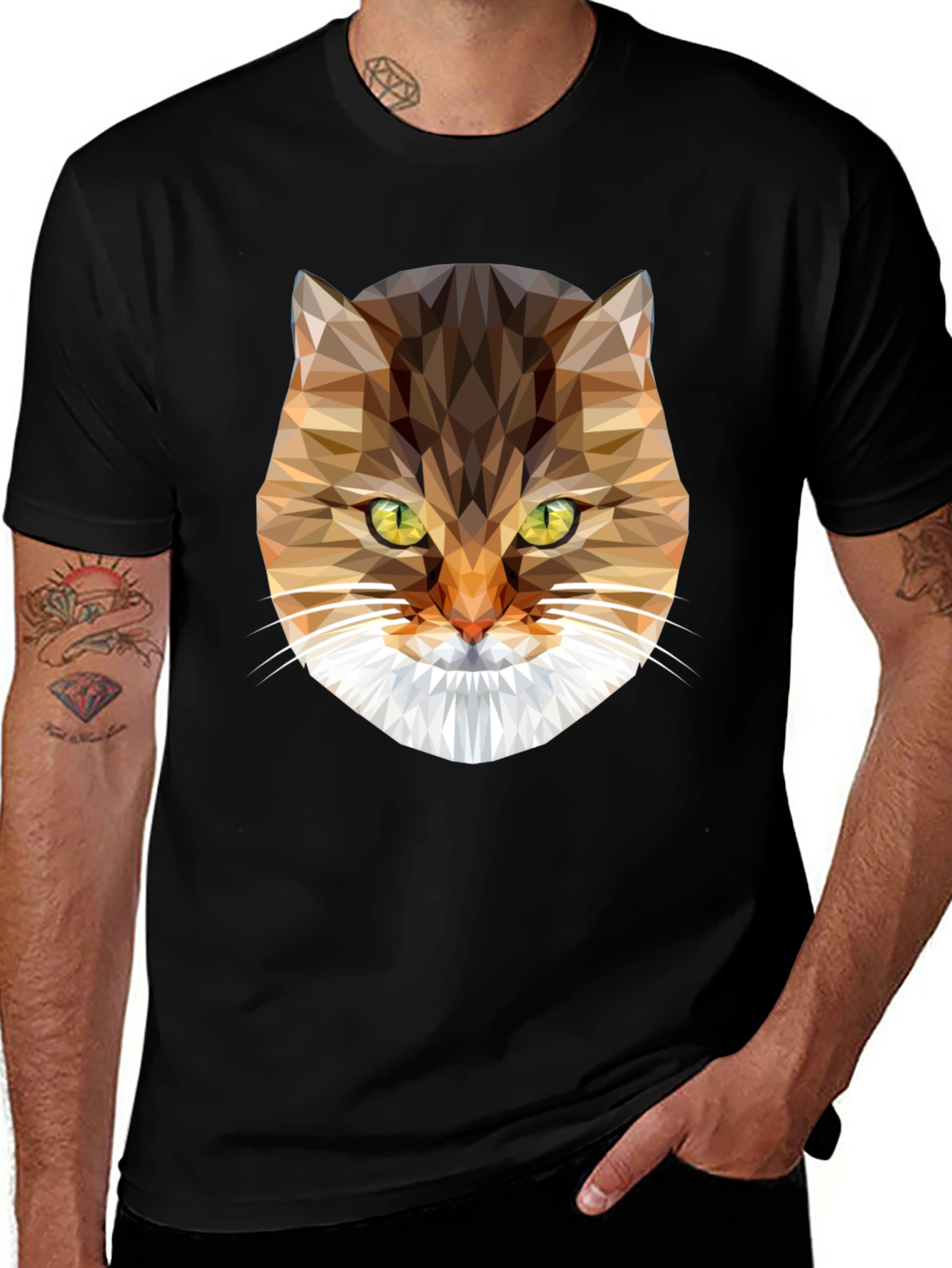 Variant 28 of Geometric Cat Graphic T-Shirt