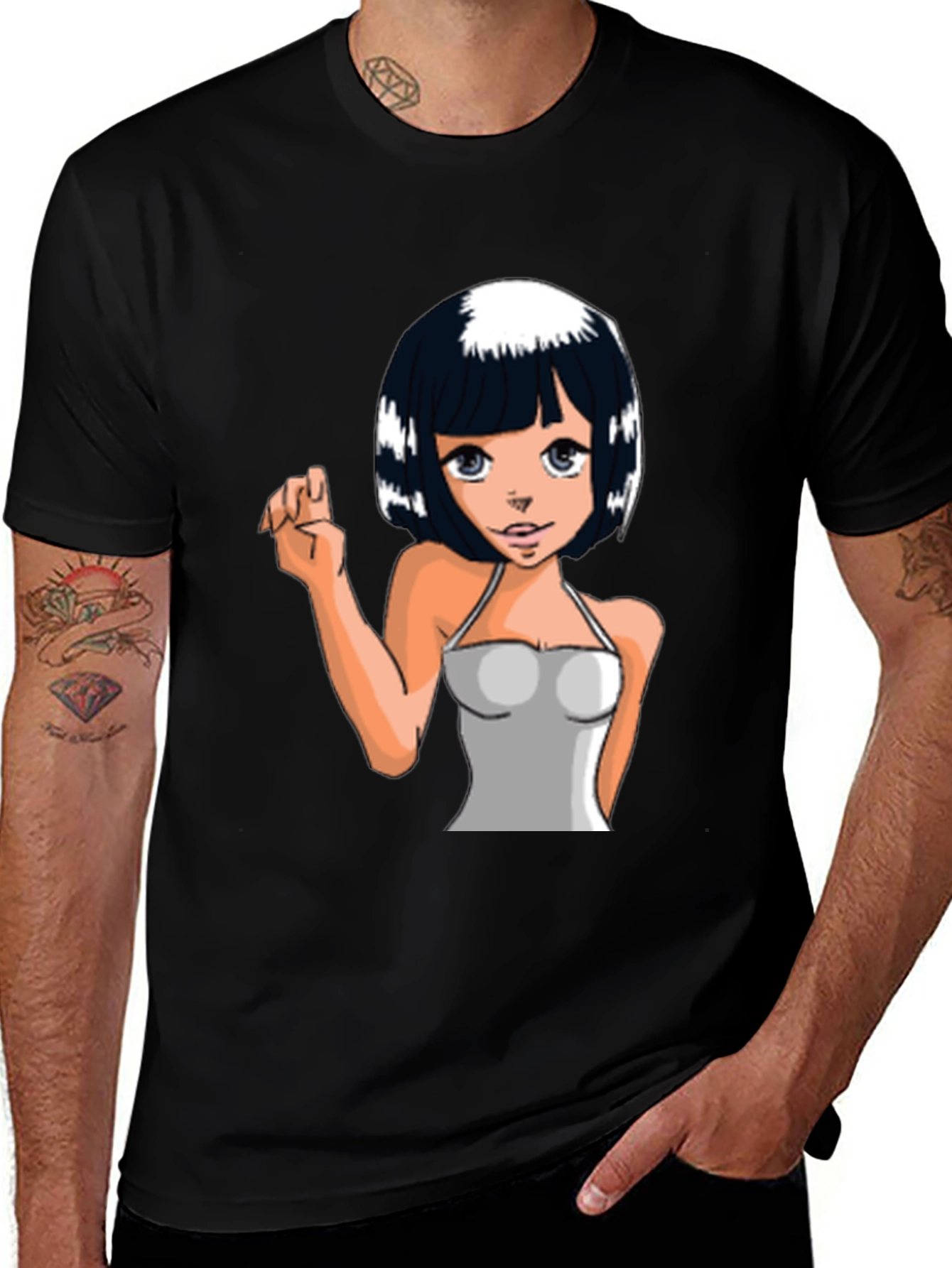 Variant 6 of Anime Girl Graphic Black T-Shirt