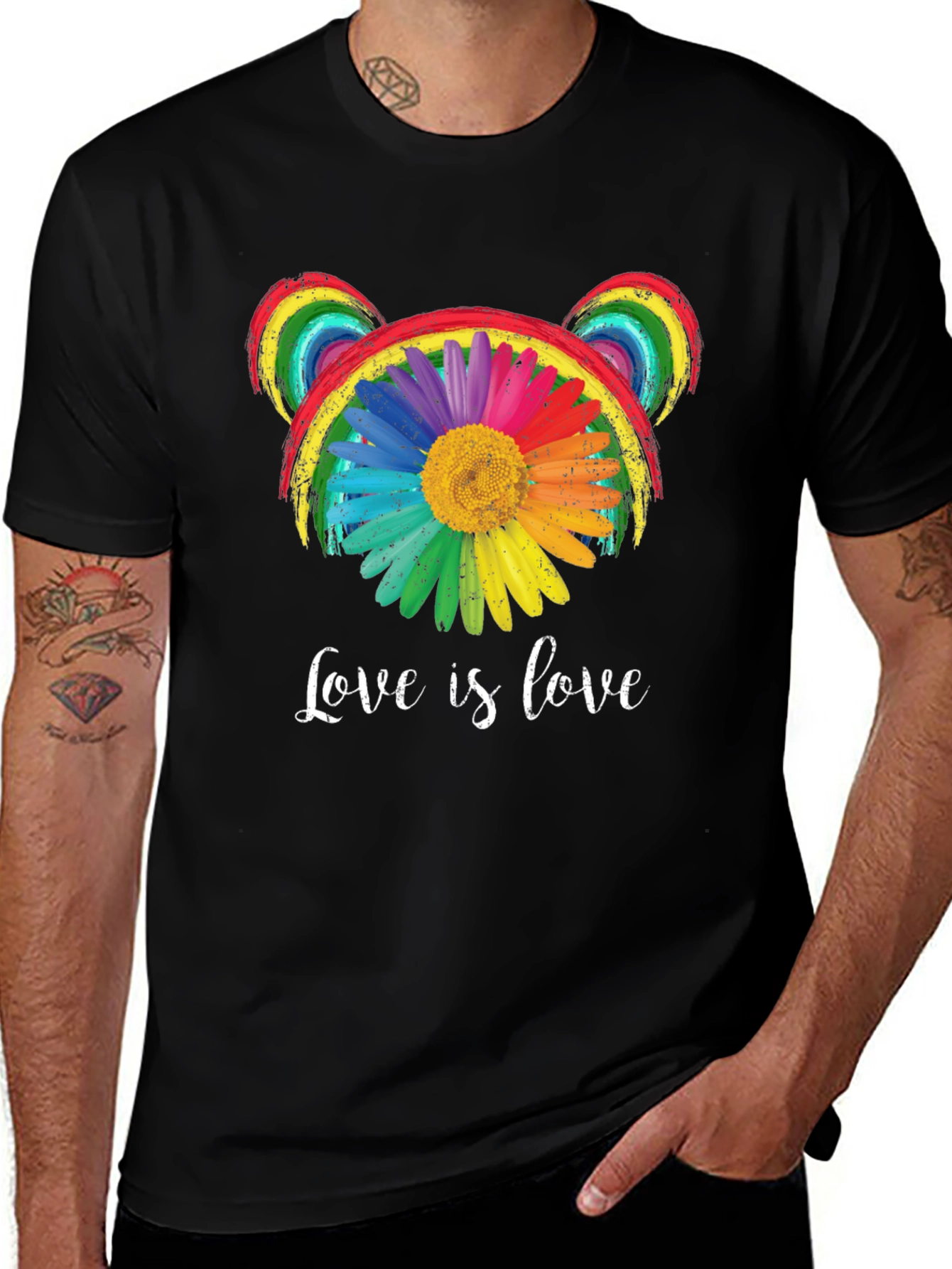 Variant 3 of Love is Love Rainbow Daisy Graphic Tee
