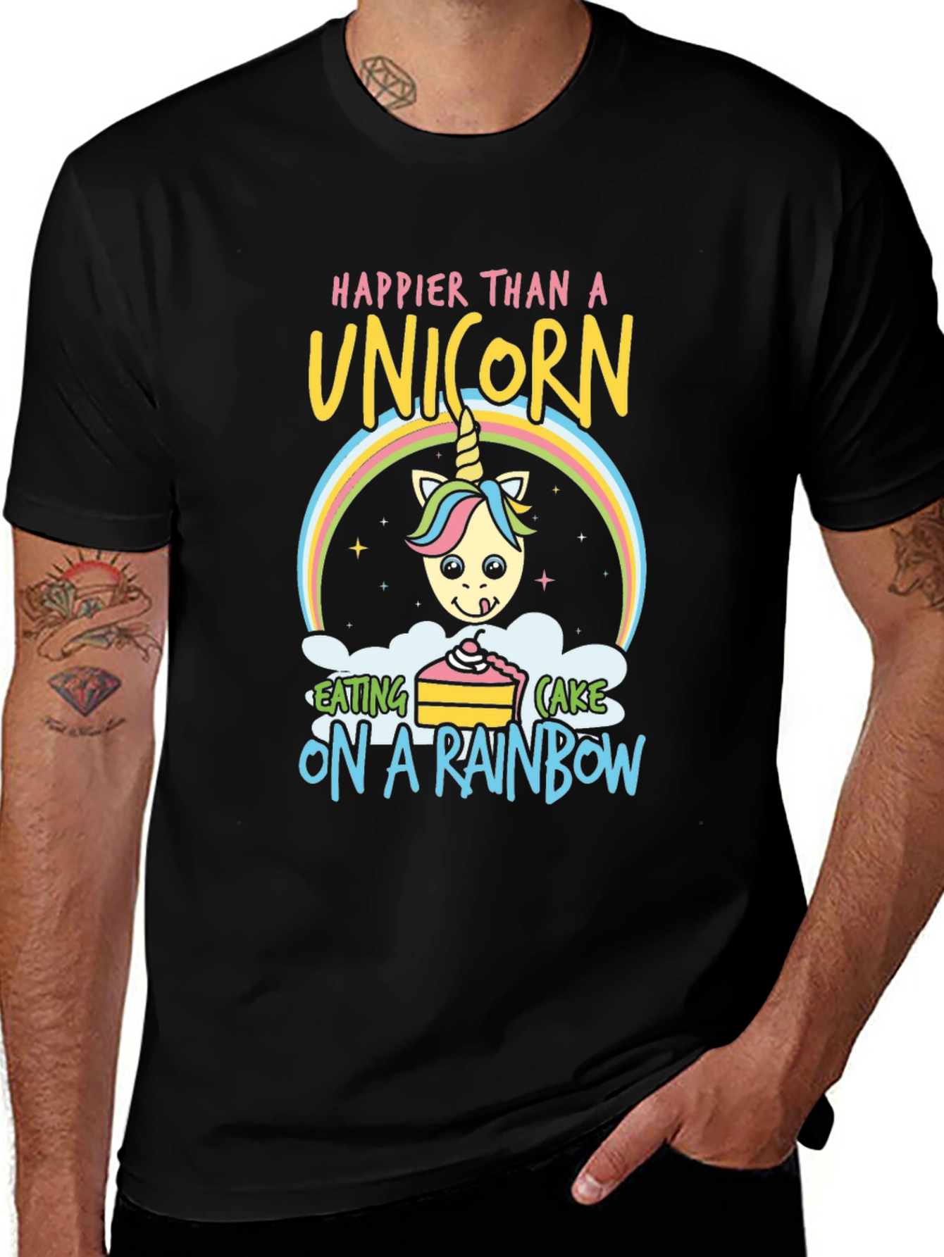 Variant 30 of Happy Unicorn Rainbow Cake Graphic Tee