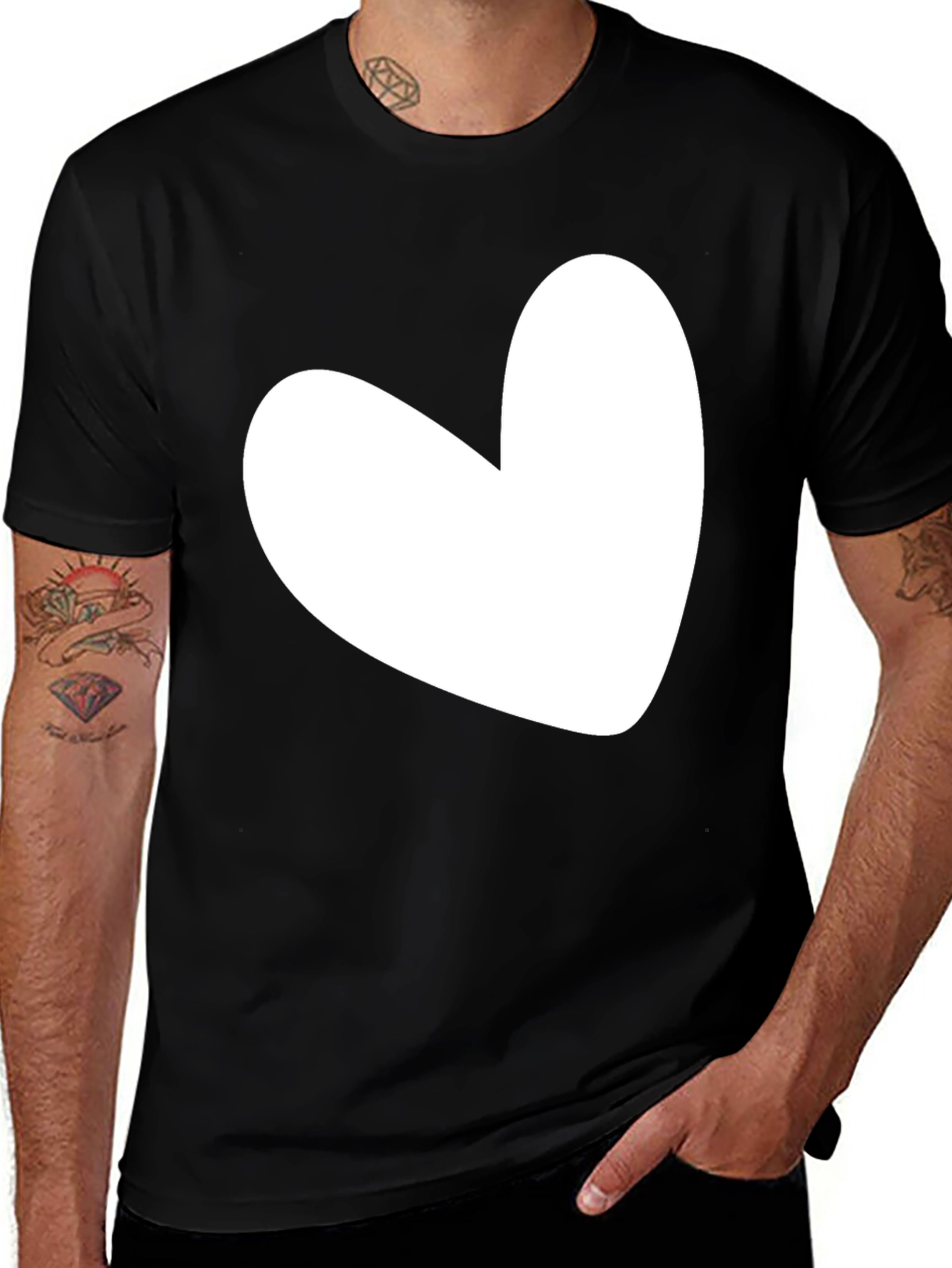 Variant 2 of Heart Graphic Black T-Shirt for Men