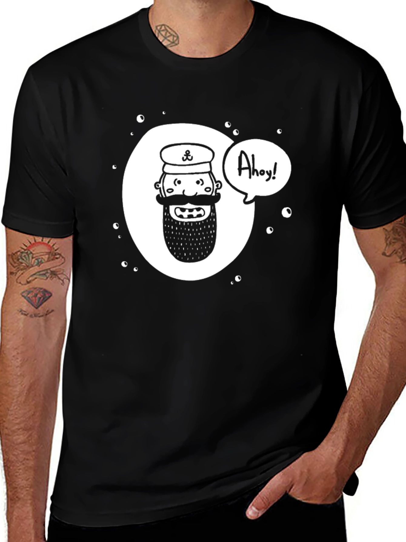 Nautical Captain Ahoy! Men's Black Graphic Tee