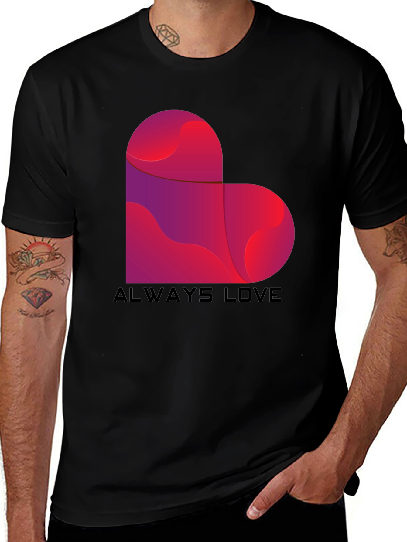 Variant 14 of Always Love Heart Graphic Tee - Black