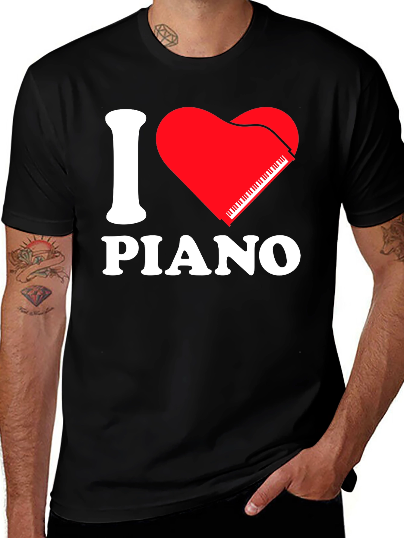 Variant 18 of I Love Piano Black T-Shirt - Music Lover Tee