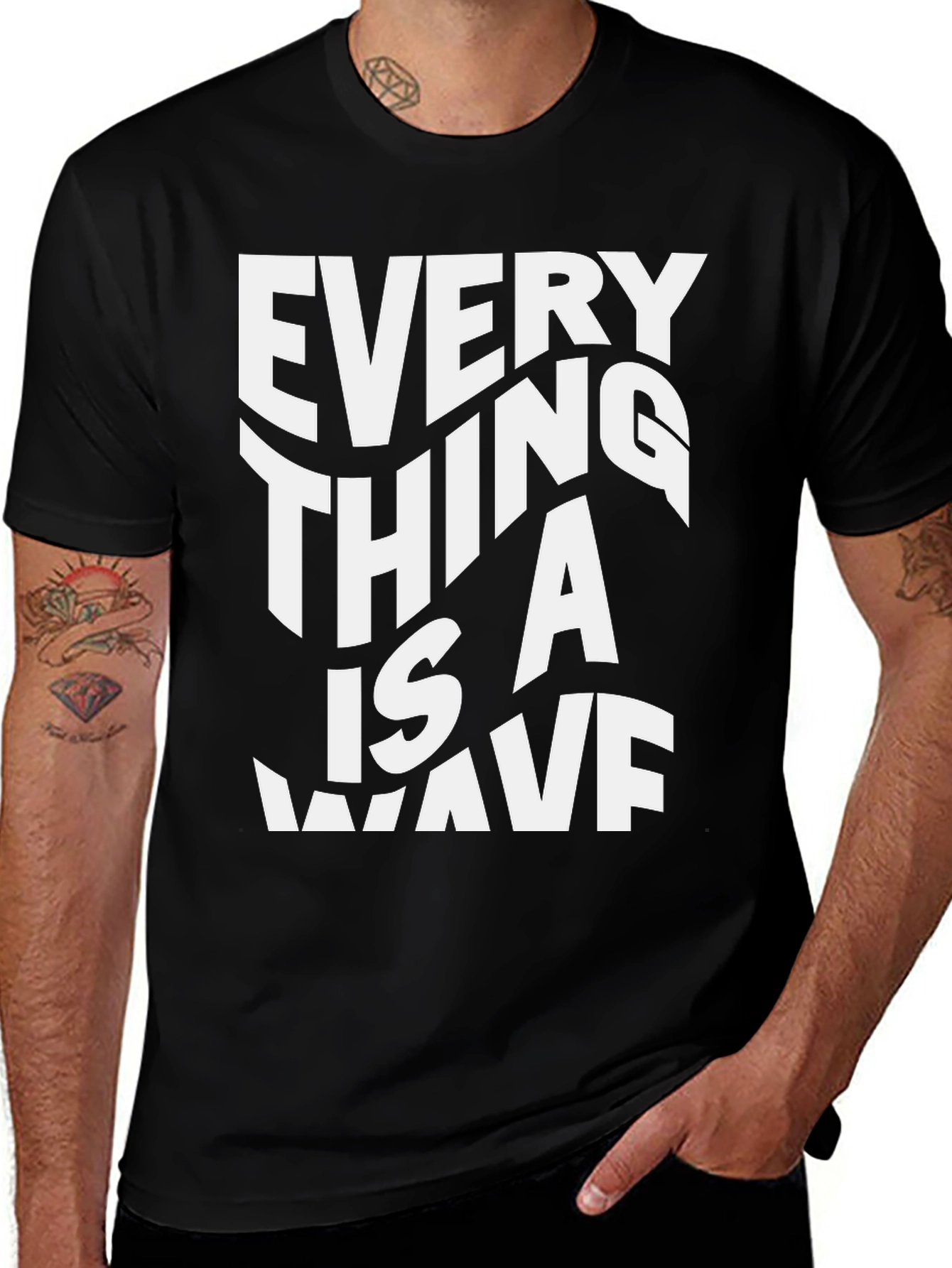 Variant 25 of Everything is a Wave Graphic Tee - Black Cotton