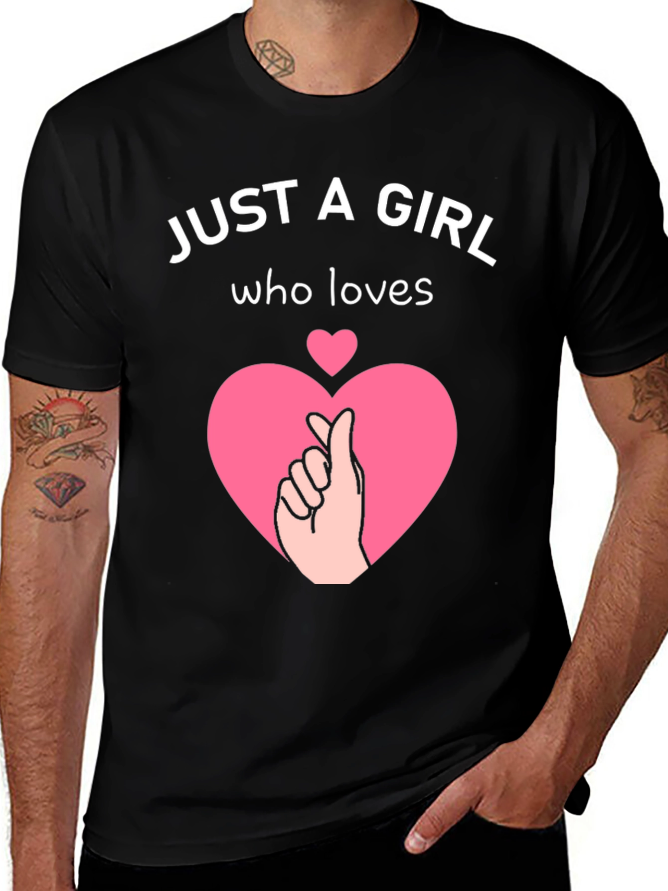 Variant 7 of Just a Girl Who Loves Hearts T-Shirt - Black