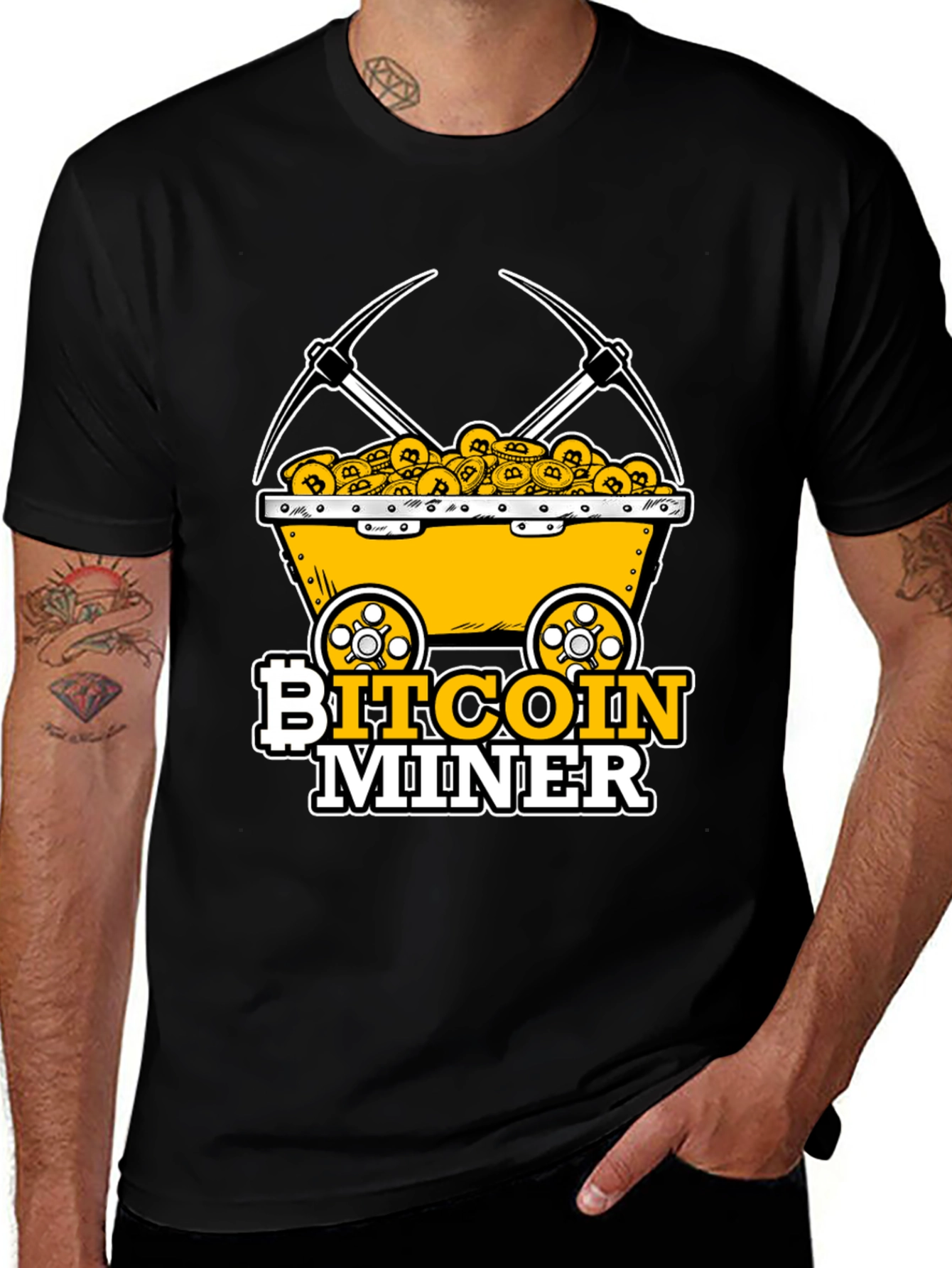 Bitcoin Miner T-Shirt - Crypto Mining Cart Design