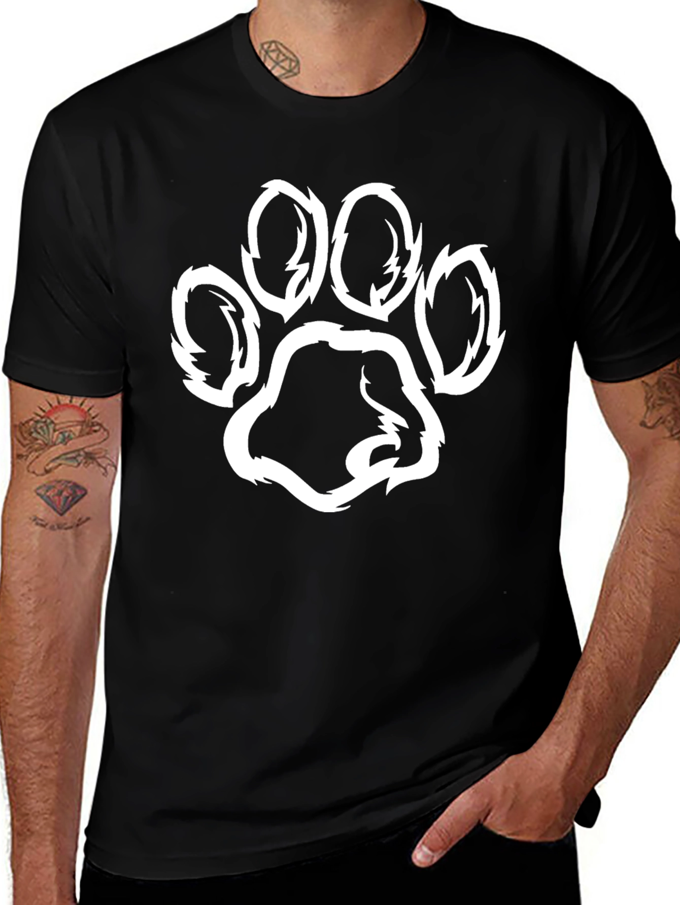 Variant 26 of Black T-Shirt with Paw Print Graphic