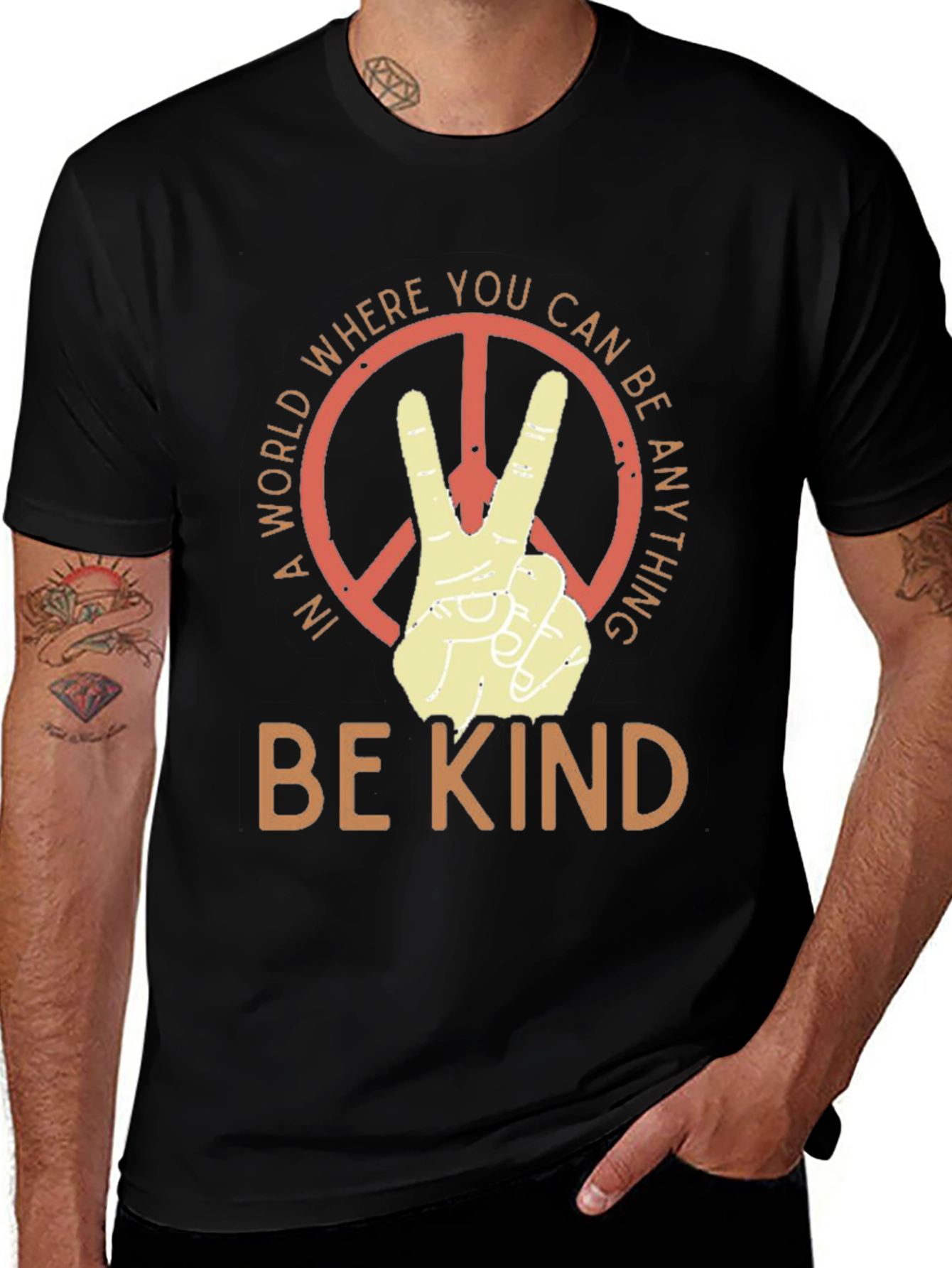 Variant 5 of Be Kind Peace Sign Graphic Tee