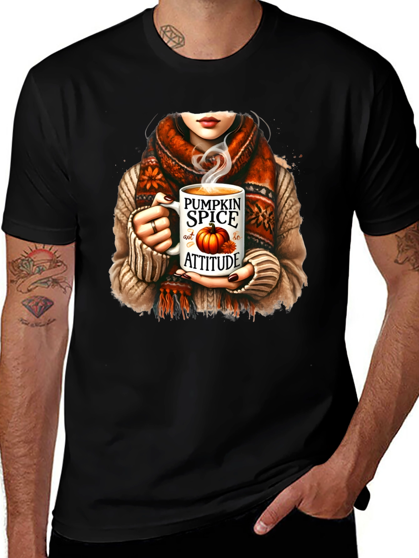 Black Pumpkin Spice Attitude T-Shirt Fall Graphic Tee main image