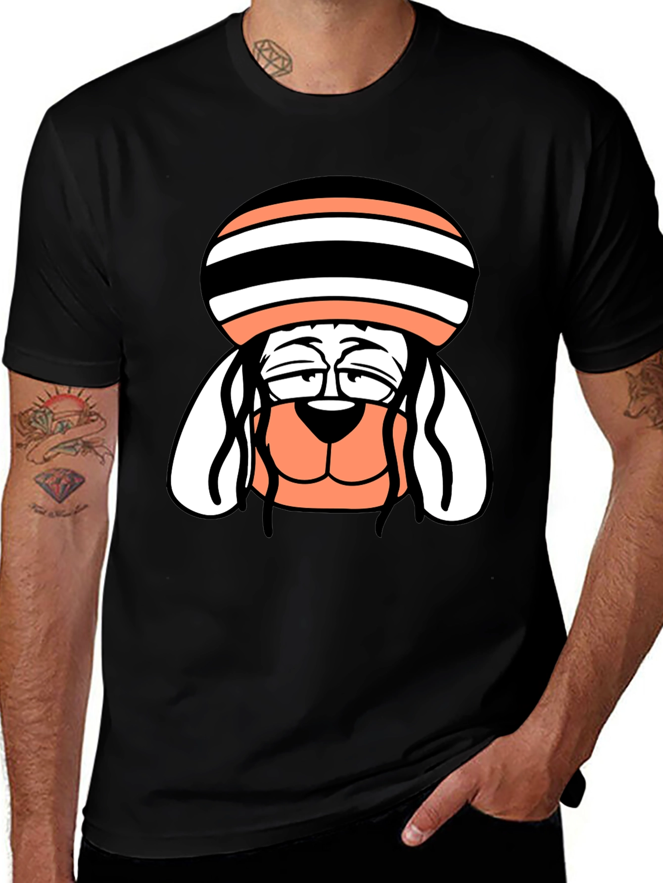 Variant 23 of Cool Dog Cartoon Tee - Black Cotton Blend