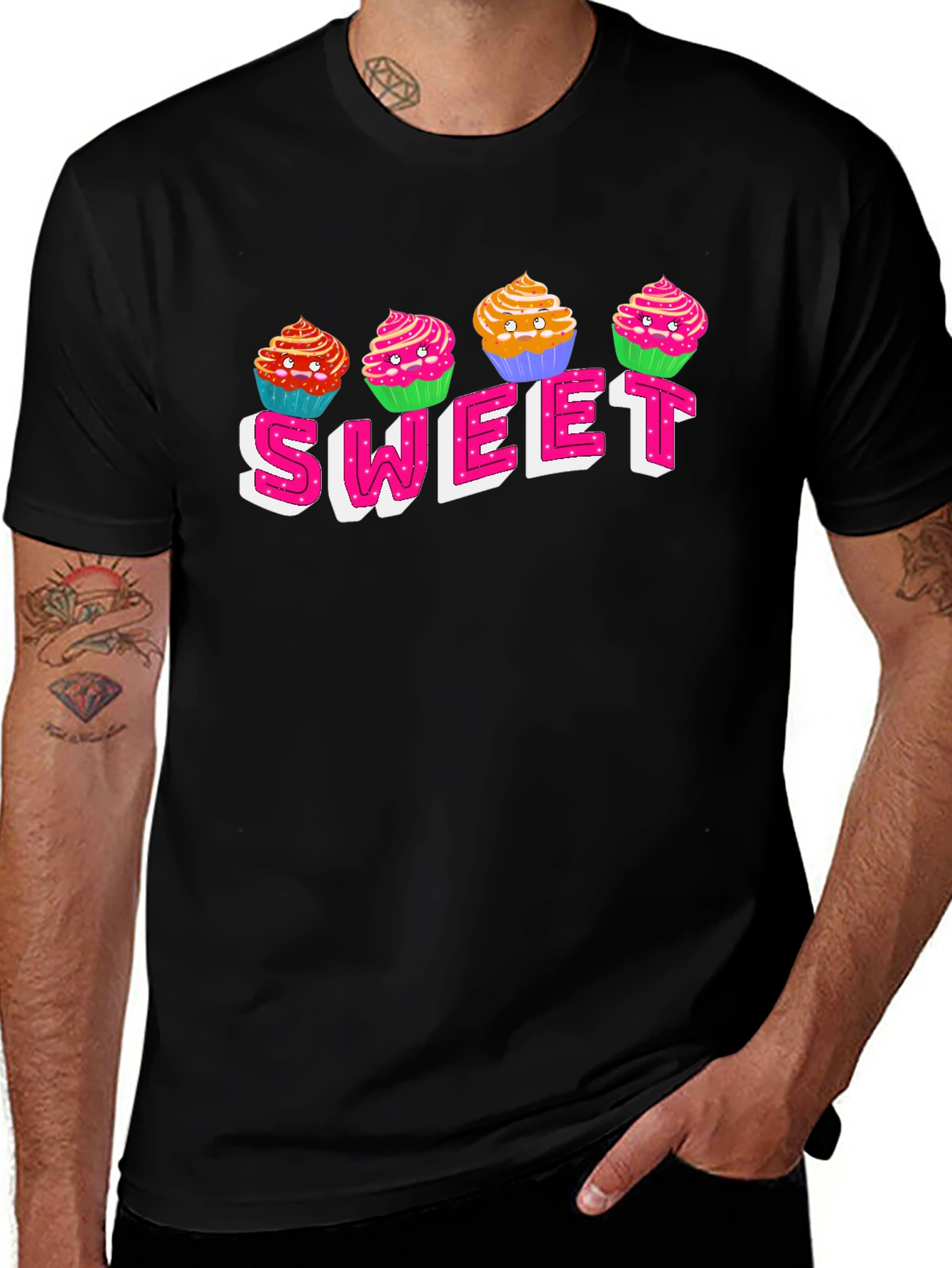 Sweet Cupcake Graphic T-Shirt - Black